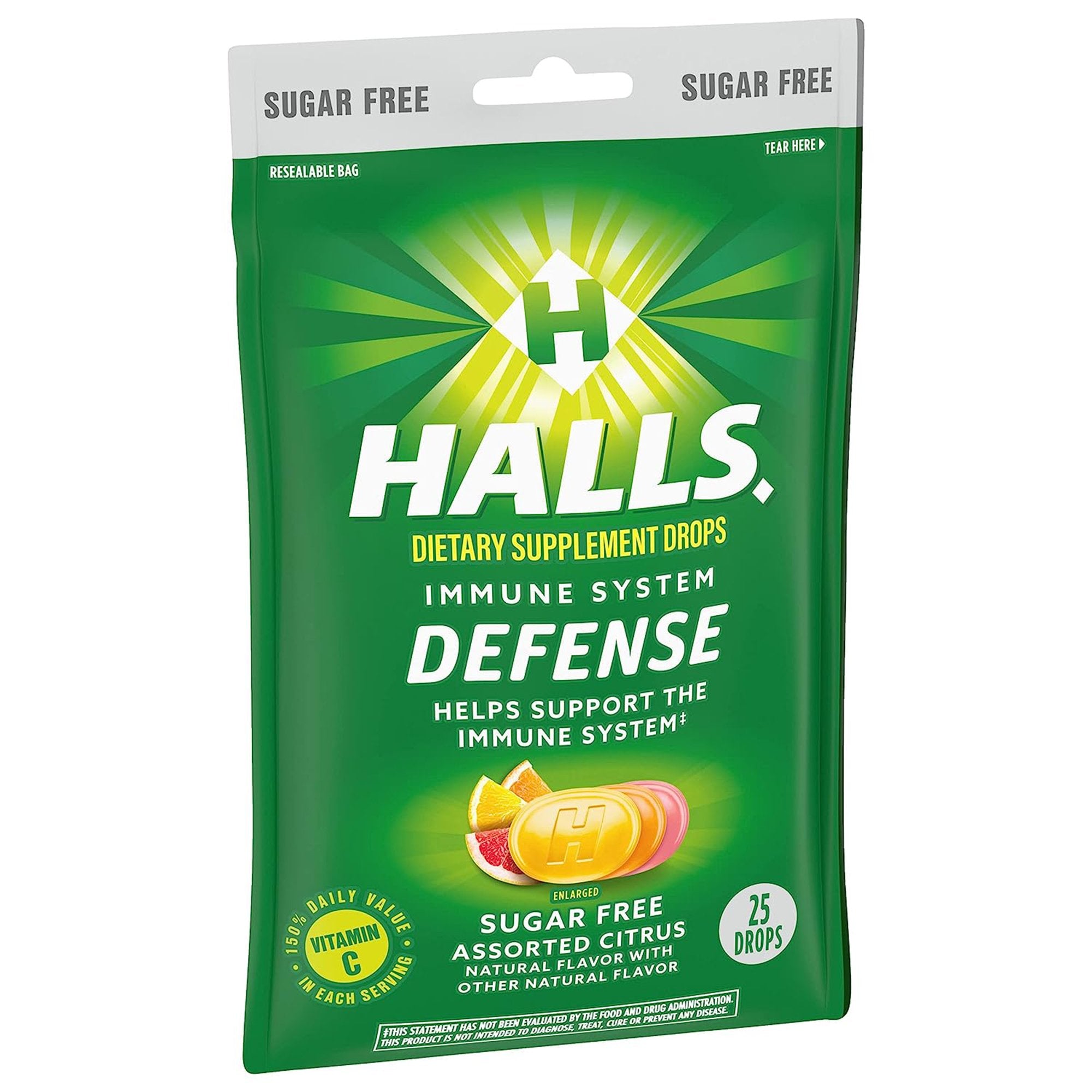 Vitamin C Supplement Halls® Defense Lozenge 25 per Bag Citrus Flavor - image 3