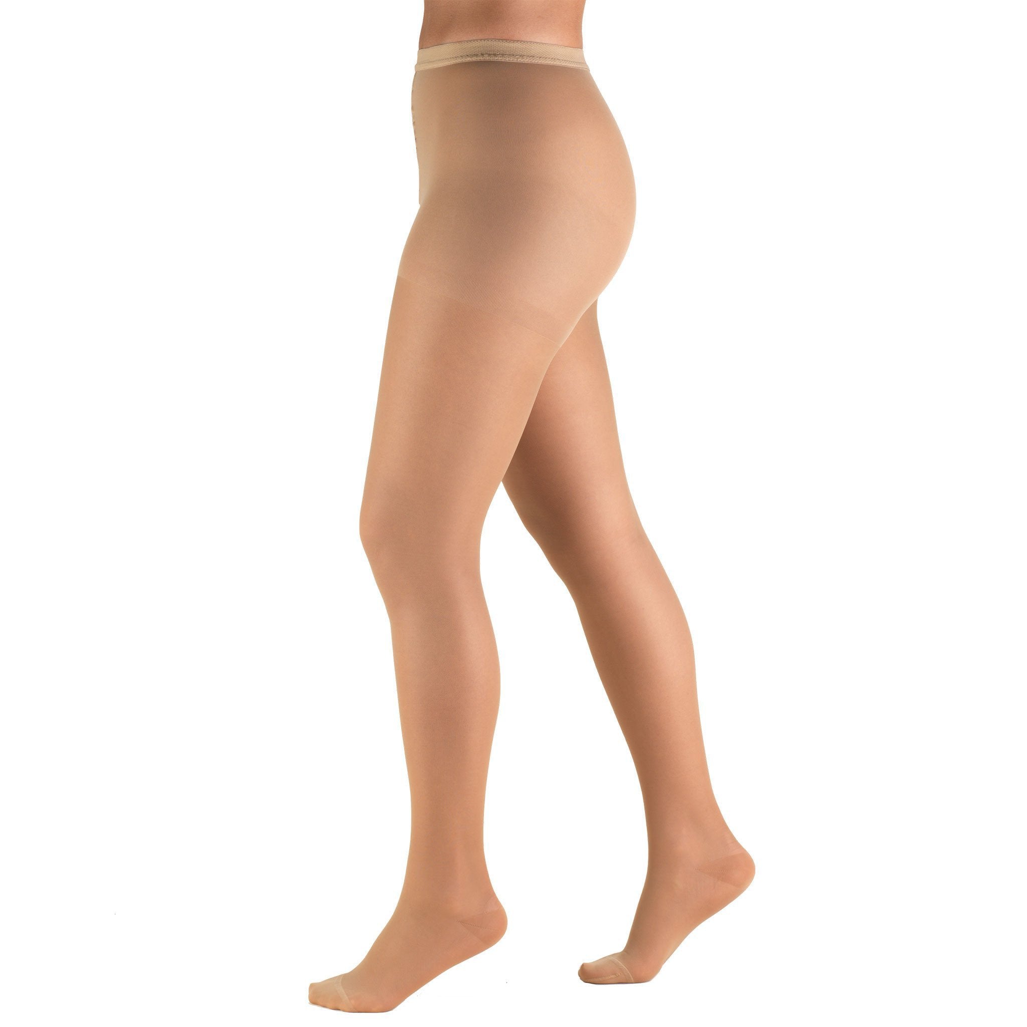 Compression Pantyhose Truform® Waist High Petite Beige Closed Toe