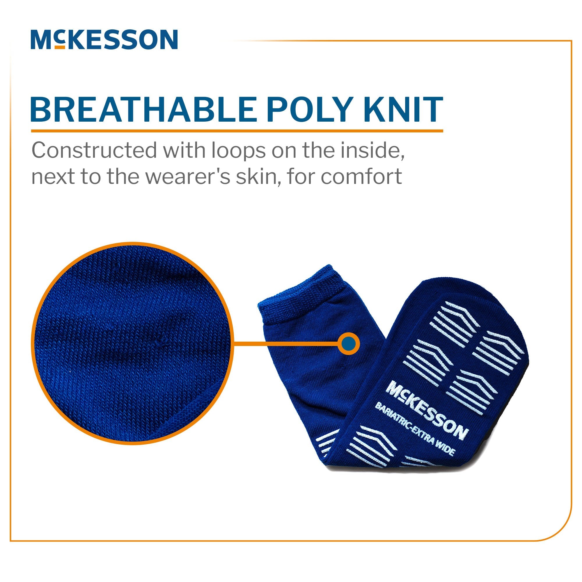 Slipper Socks McKesson Unisex Adult Bariatric / X-Wide Single Tread Single Patient Use Royal Blue - image 2