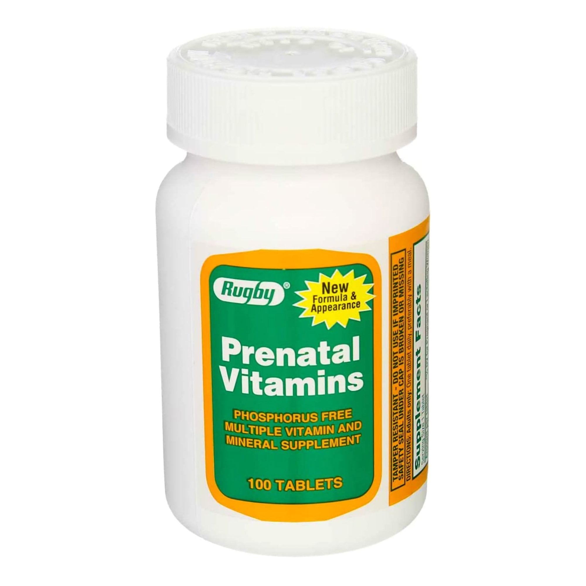 Prenatal Vitamin Supplement Rugby® PNV no.95 / Ferrous fum / Folic ac Tablet 100 per Bottle