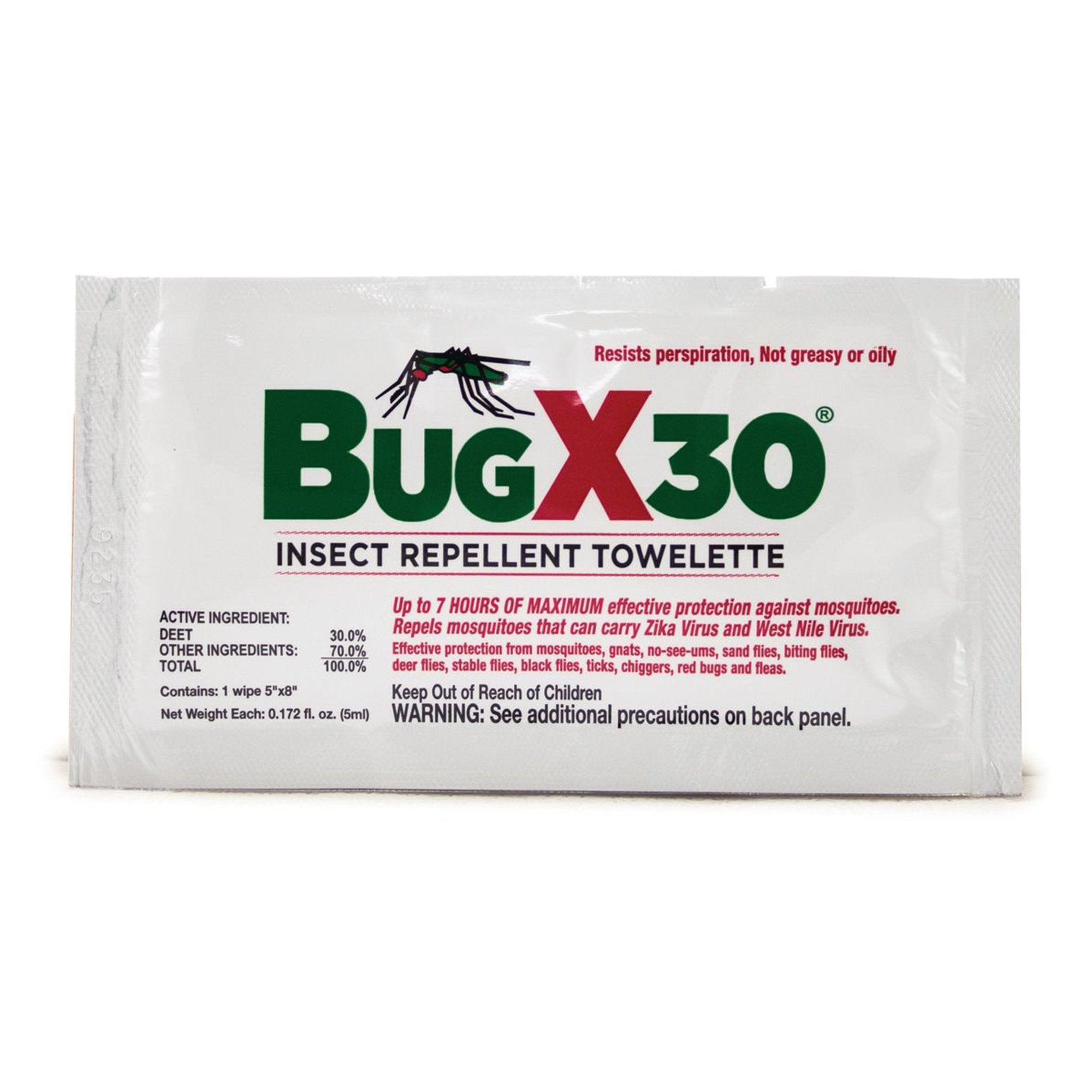 Insect Repellent DEET BugX® 30 Towelette Individual Packet