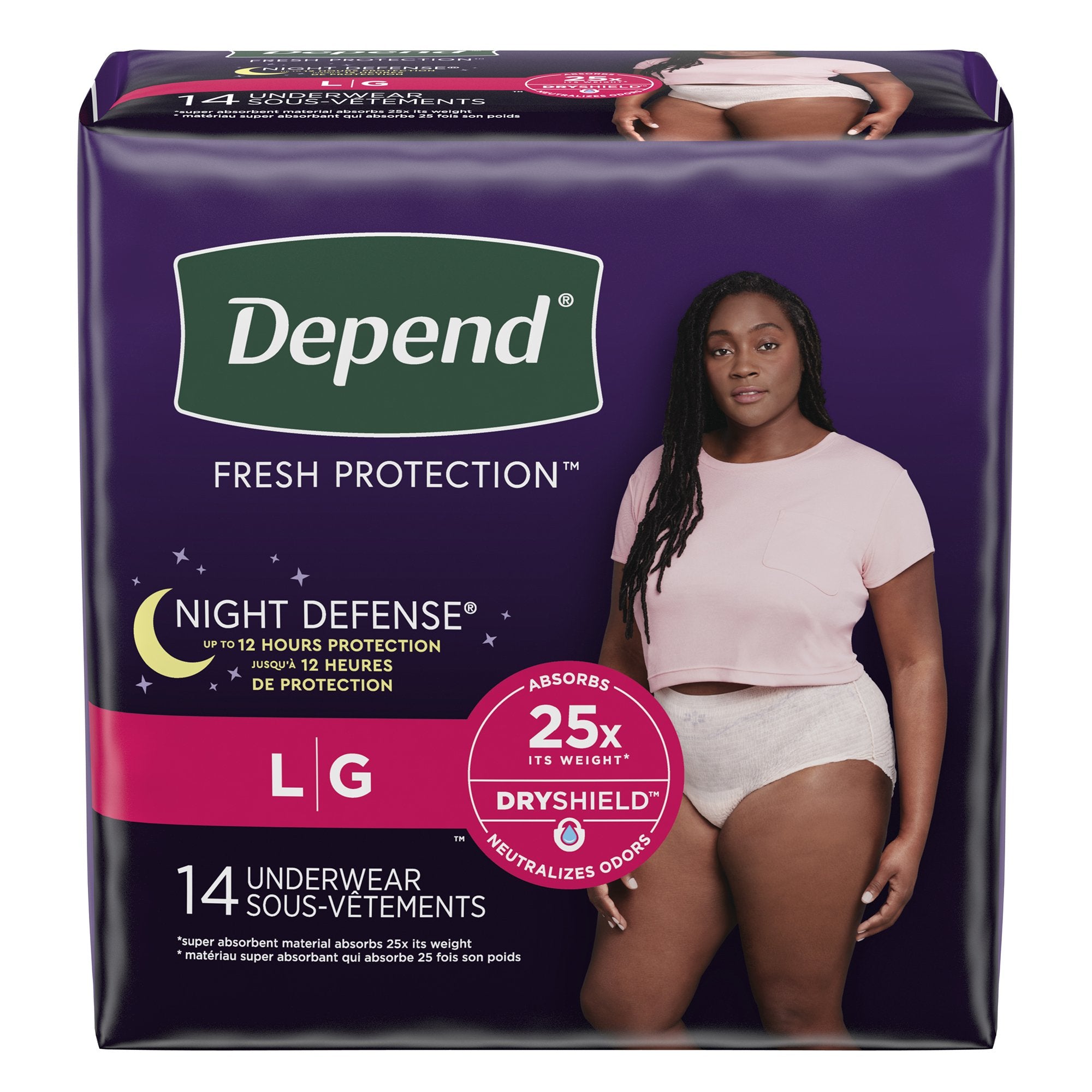 Absorbent Underwear Depend® Night Defense® Waistband Style Adult Large Female Disposable Heavy Absorbency - image 3