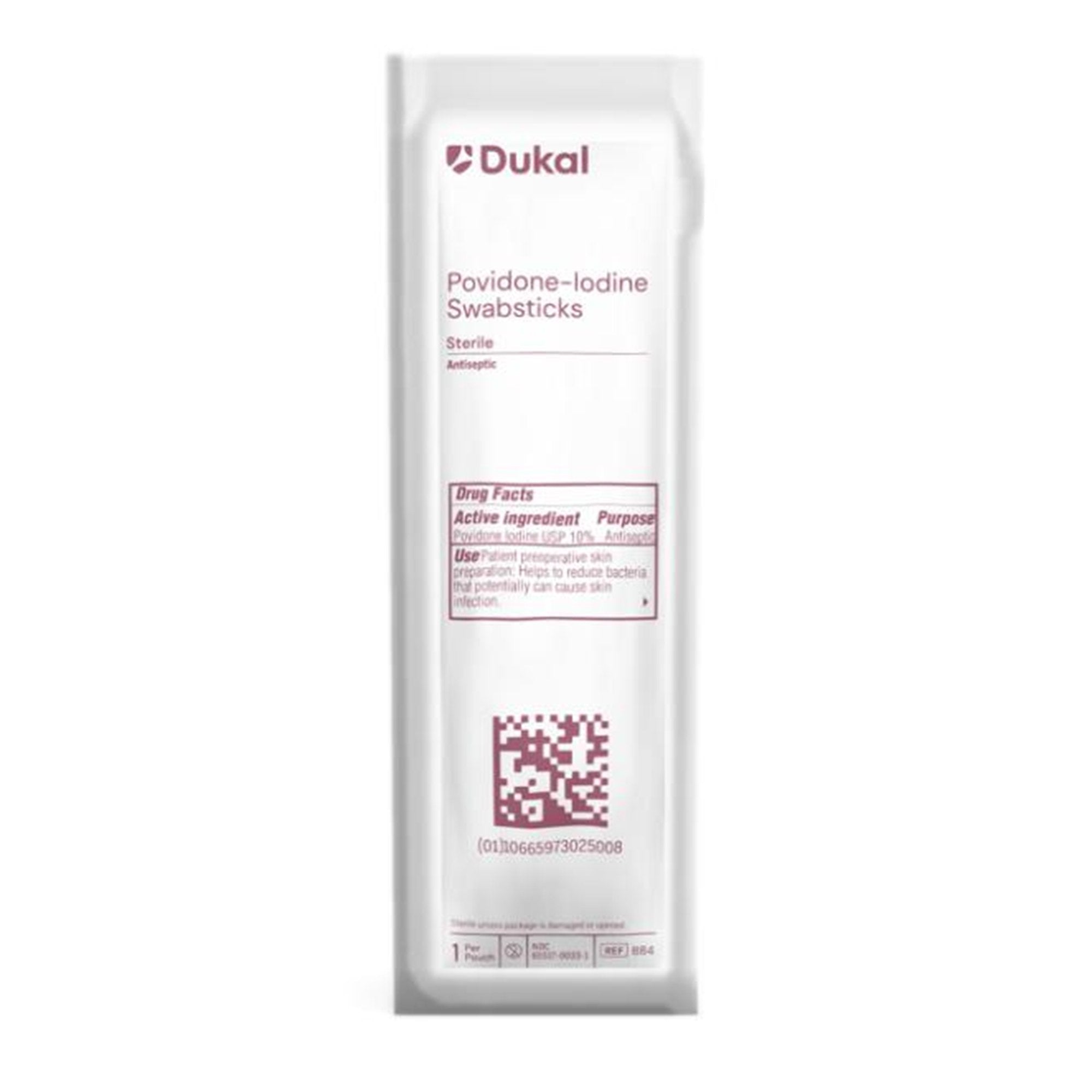 Dukal Povidone-Iodine Impregnated Swabstick, 4 Inch