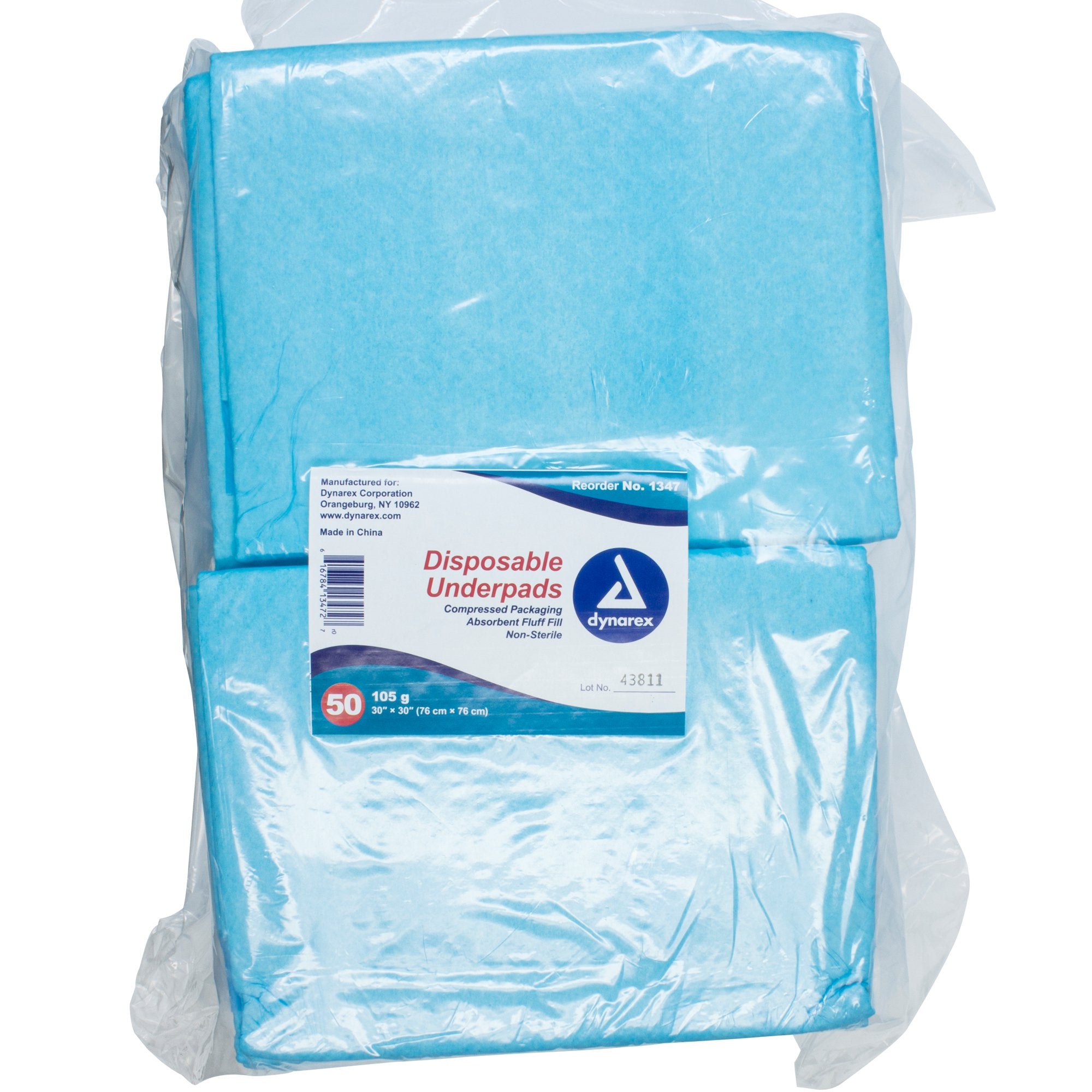 Disposable Underpad Dynarex® 30 X 30 Inch Fluff / Polymer Heavy Absorbency