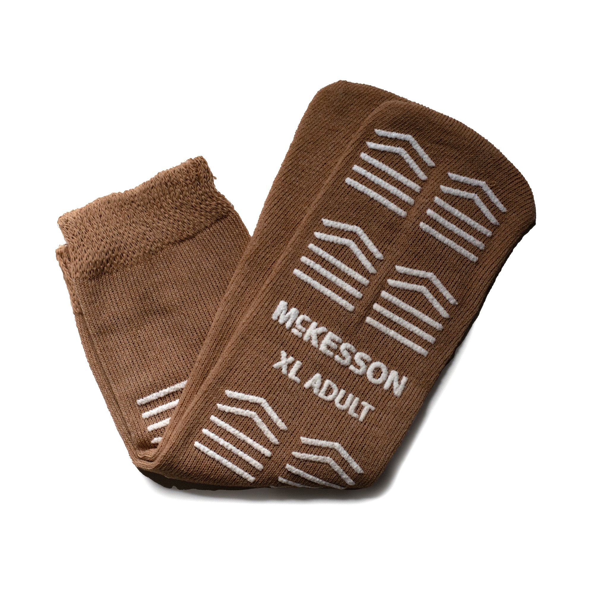 Slipper Socks McKesson Unisex Adult X-Large Single Tread Single Patient Use Tan