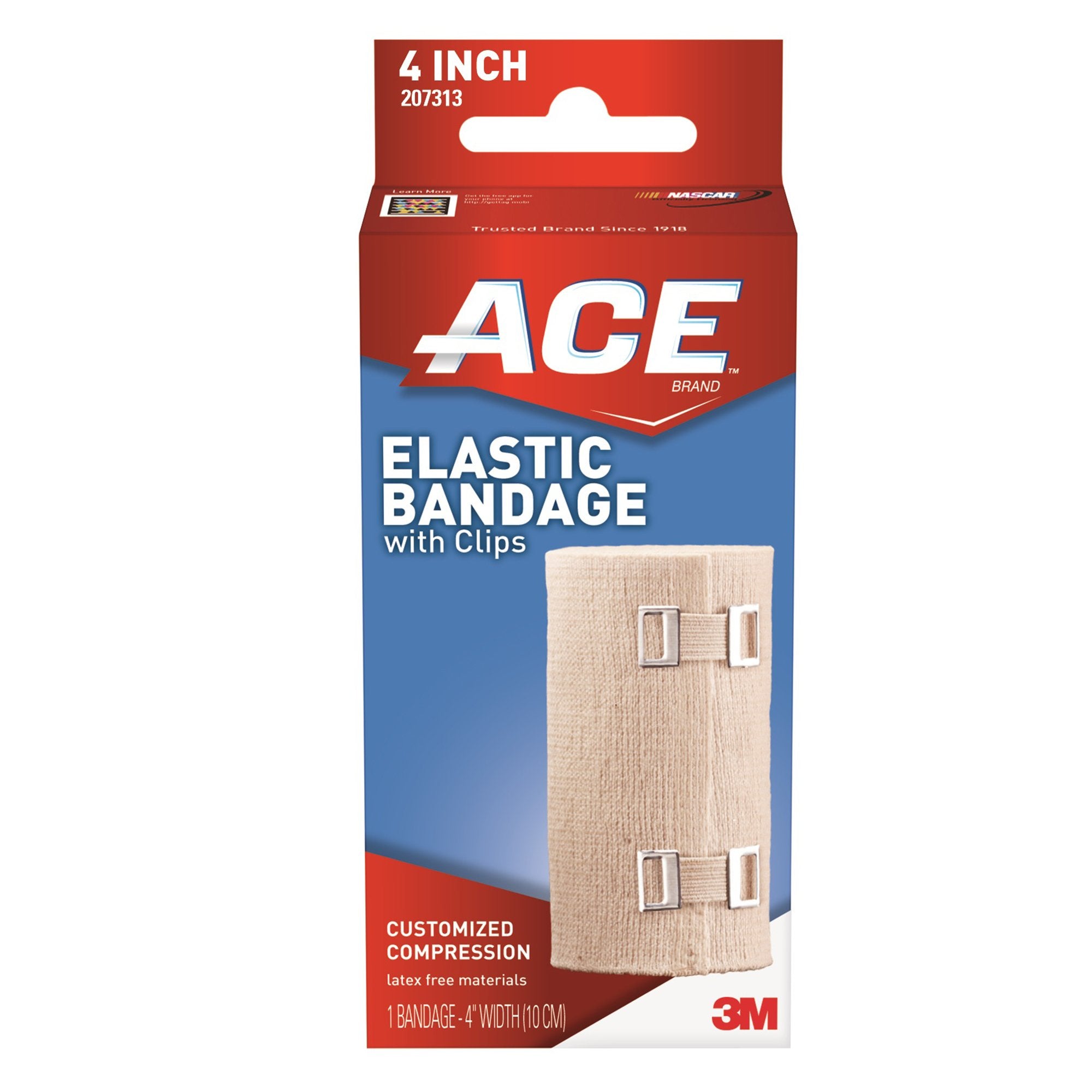 Elastic Bandage 3M™ ACE™ 4 Inch Width Clip Detached Closure Tan NonSterile Standard Compression