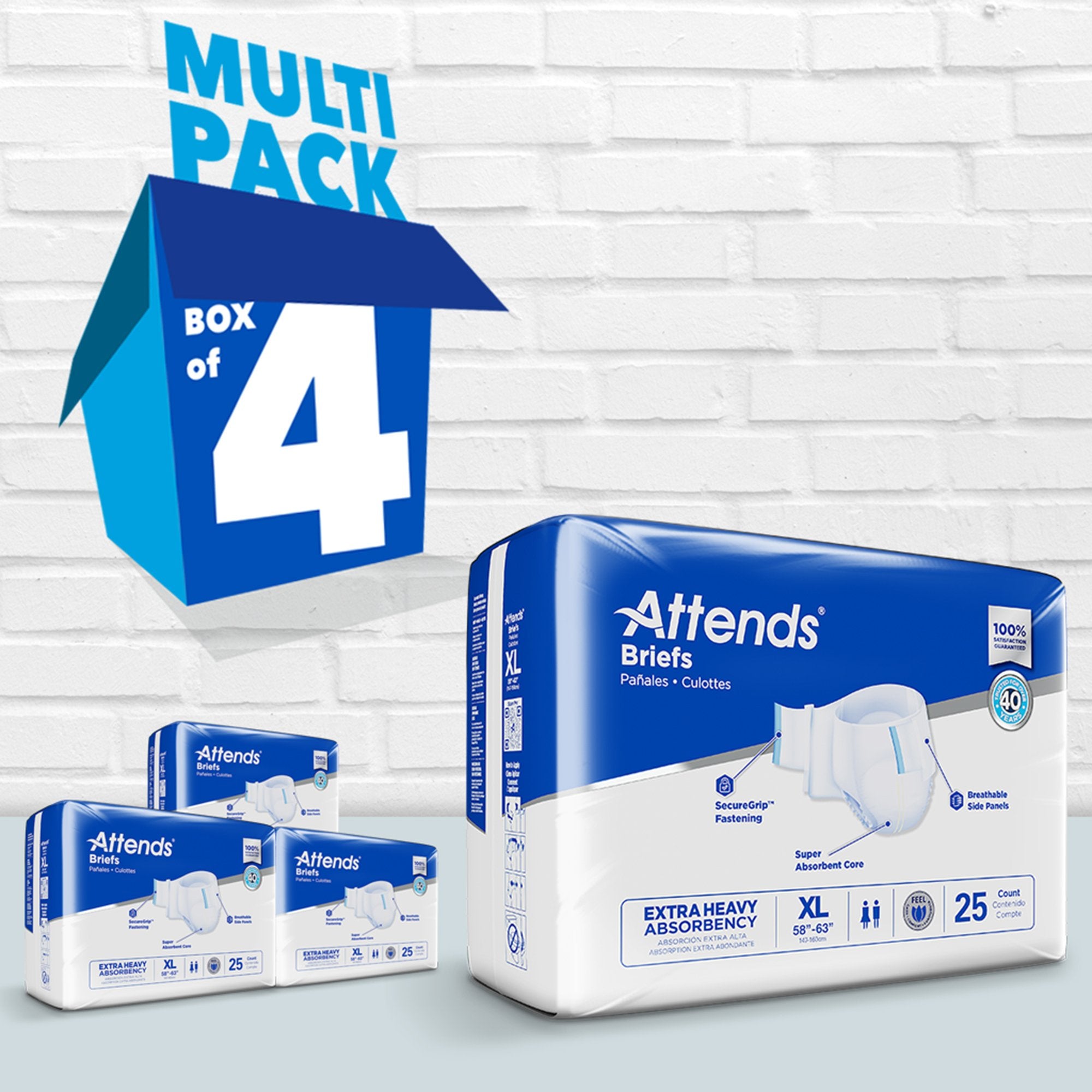 Incontinence Brief Attends® Care Advanced Adult X-Large Unisex Disposable Heavy Absorbency - image 5