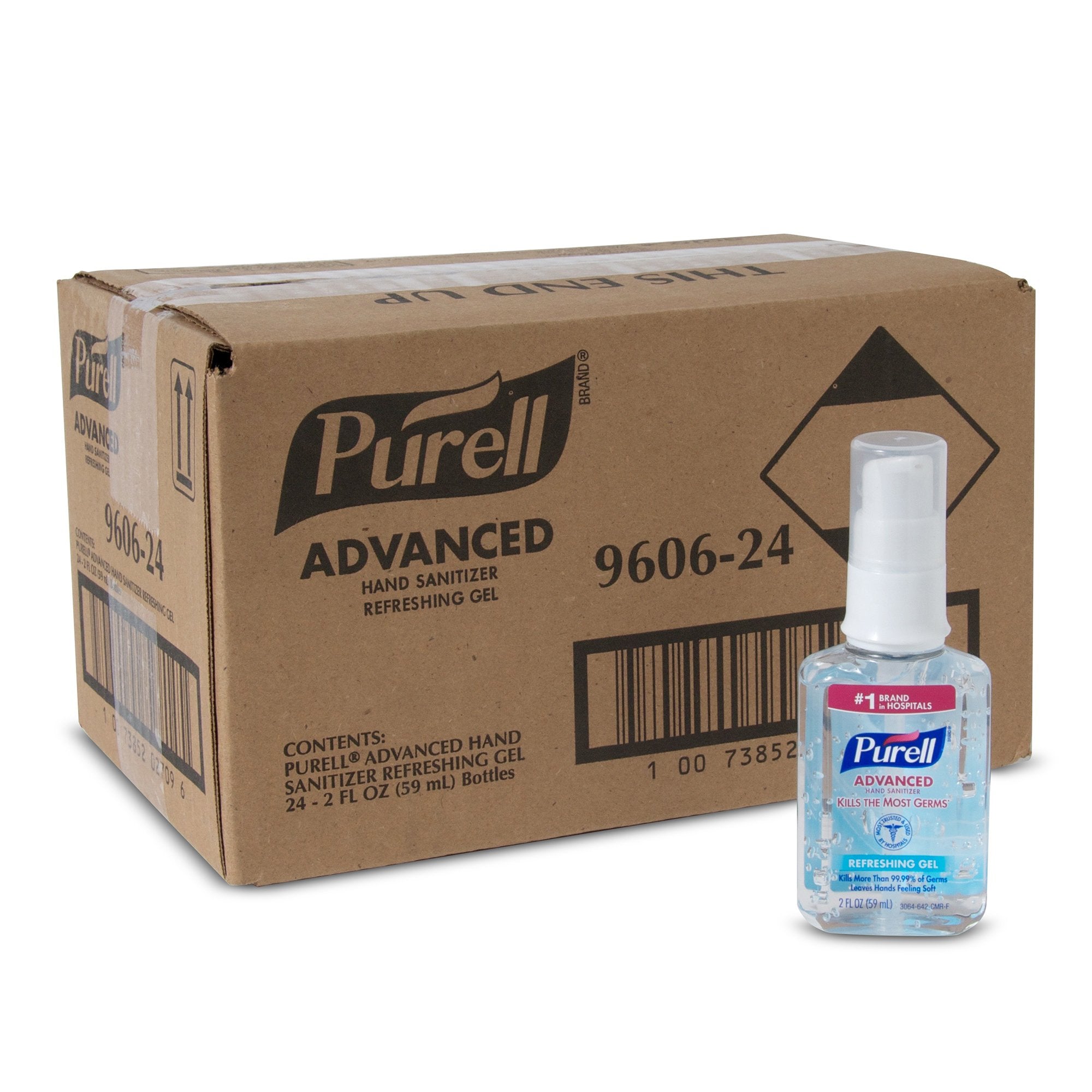 Purell Advanced Hand Sanitizer 70% Ethyl Alcohol Gel, Pump Bottle, 2 oz (24 Units)