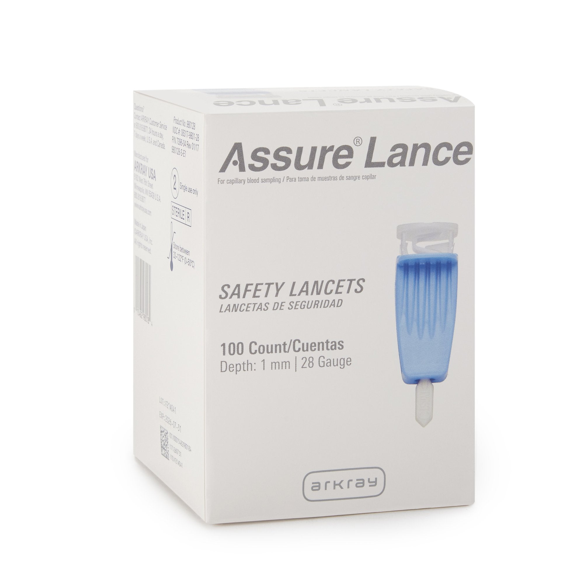 Safety Lancet Assure® 28 Gauge Protective Safety Cap Push Button Activation Finger - image 2
