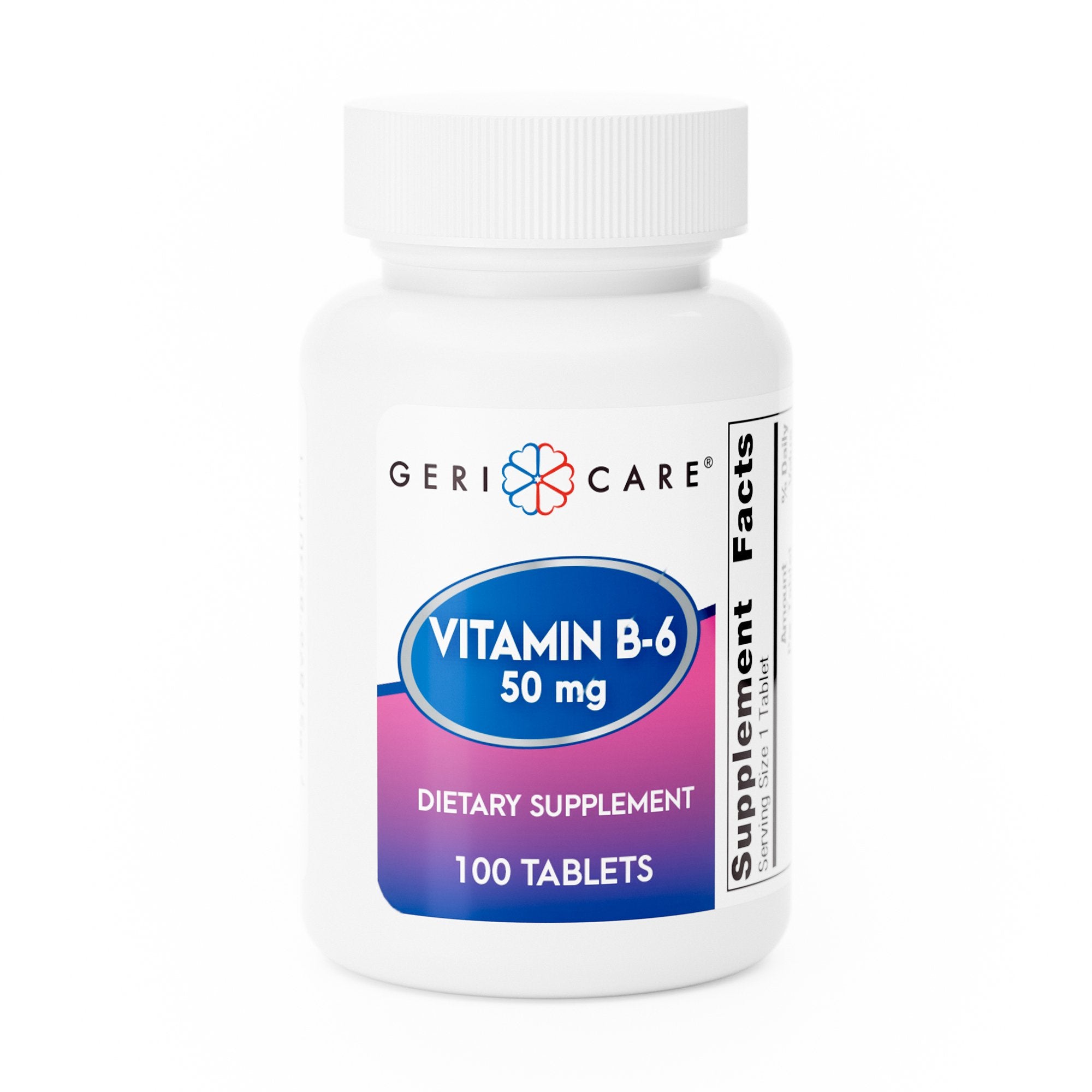 Vitamin Supplement Geri-Care® Vitamin B6 50 mg Strength Tablet 100 per Bottle