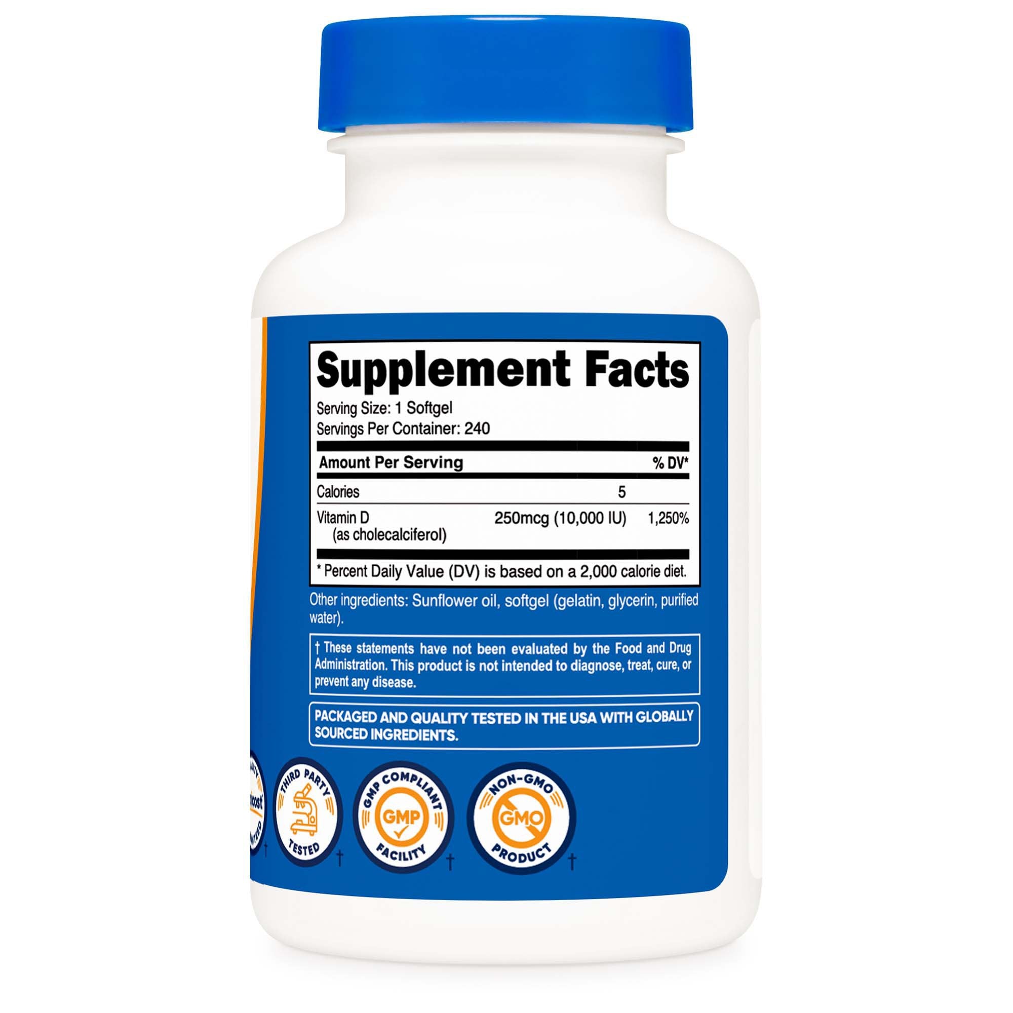 Dietary Supplement nutricost® Vitamin D3 10,000 IU Strength Softgel 240 Per Bottle - image 3