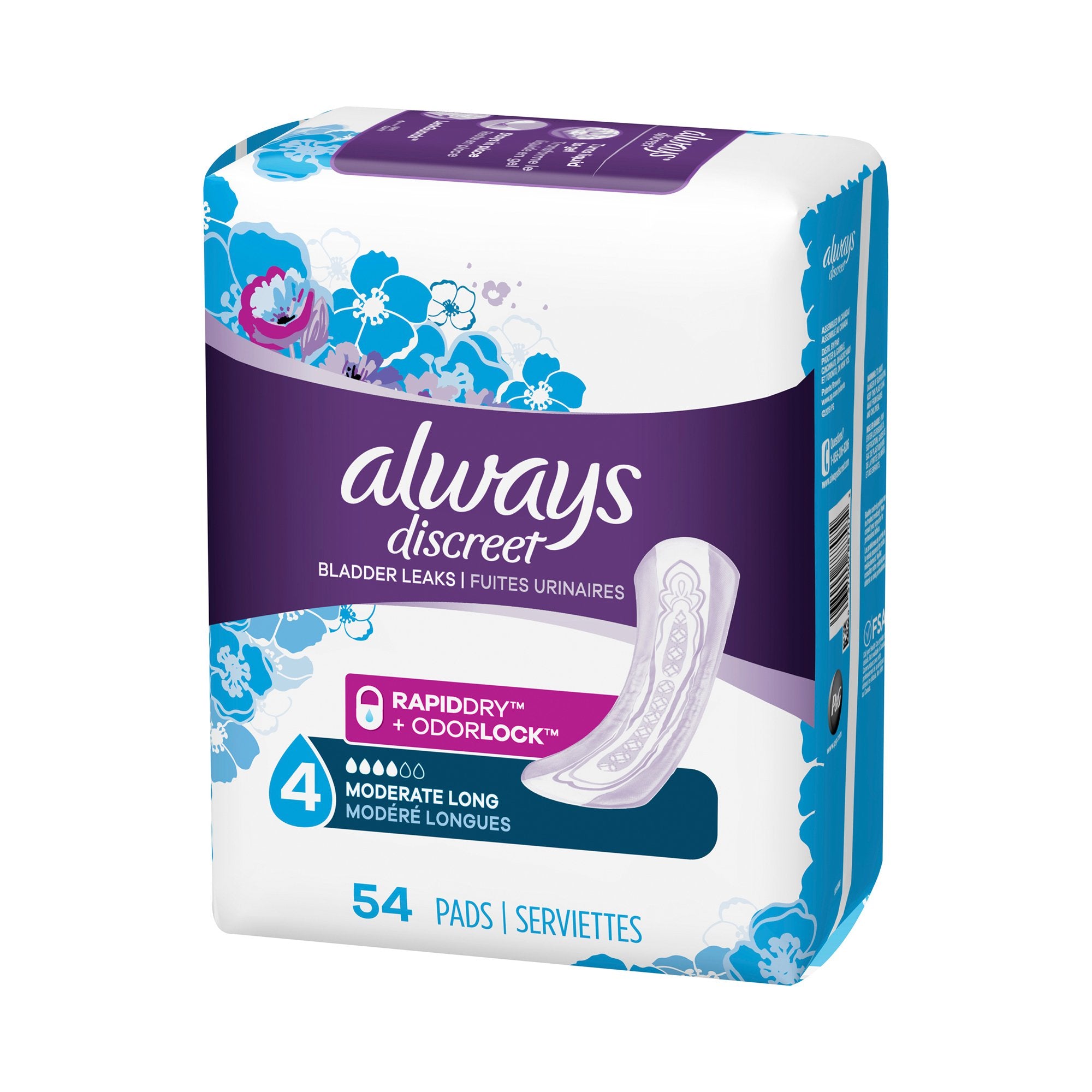 Bladder Control Pad Always® Discreet 13-1/2 Inch Length Moderate Absorbency Absorbent Gel Core One Size Fits Most - image 7