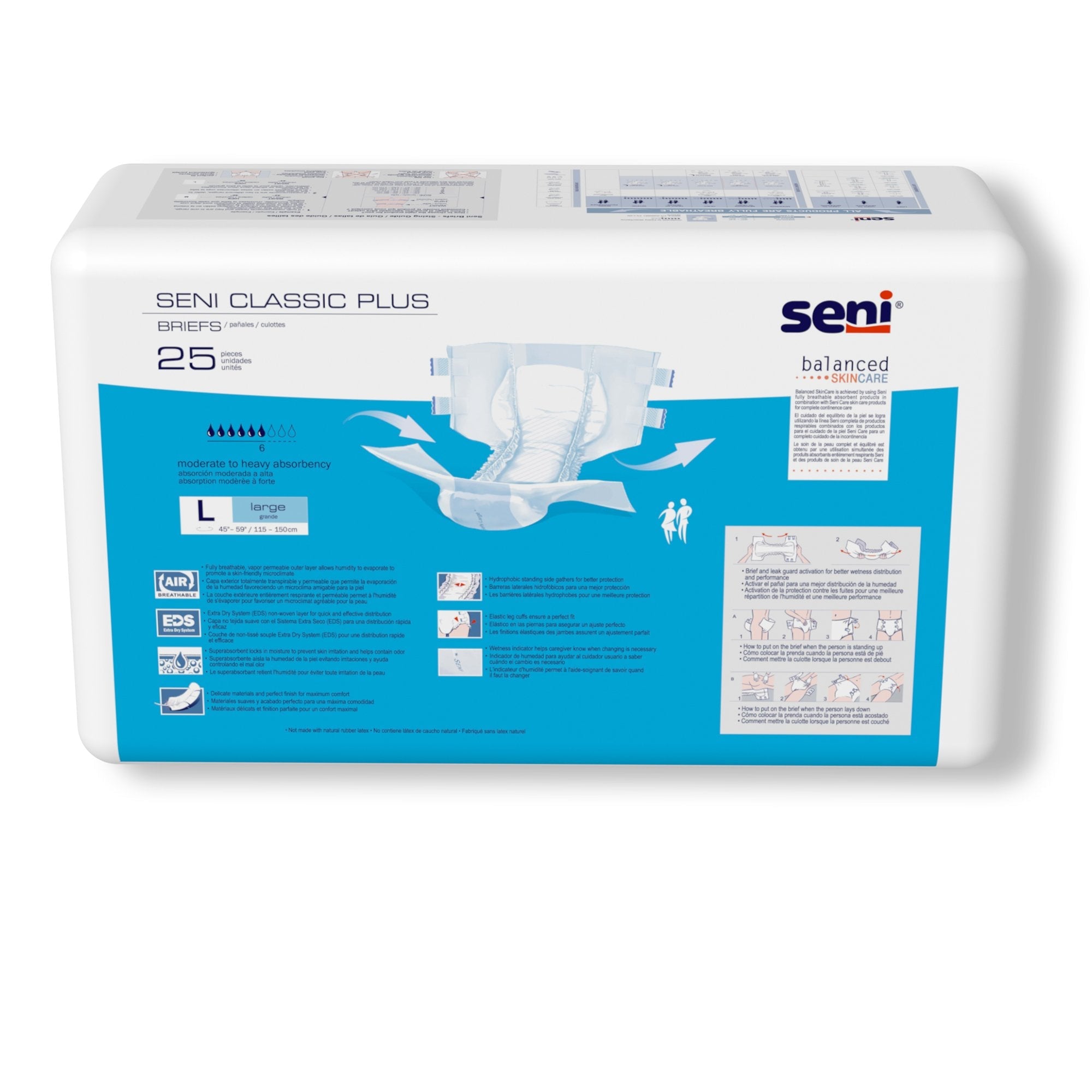 Seni® Classic Plus Moderate to Heavy Incontinence Brief, Large (25 Units)
