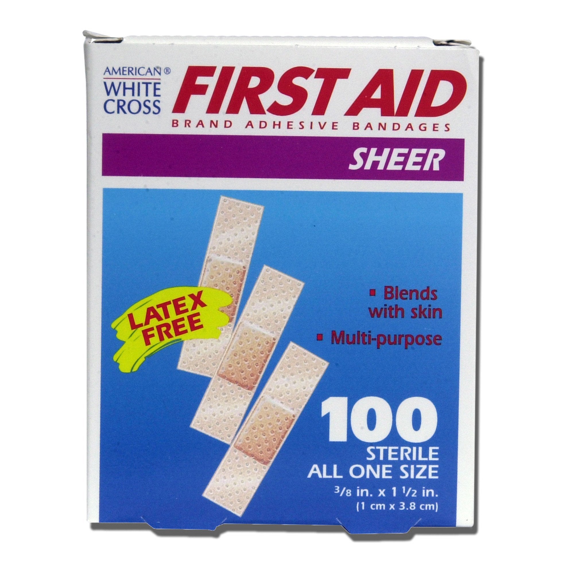Adhesive Strip American White Cross® First Aid Plastic Tan 3/8 X 1-1/2 Inch Sterile
