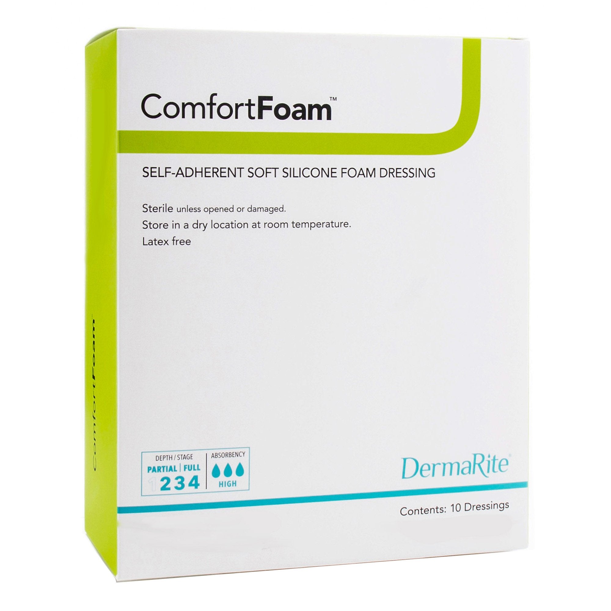 ComfortFoam™ Silicone Adhesive without Border Silicone Foam Dressing, 4 x 8 Inch (5 Units)