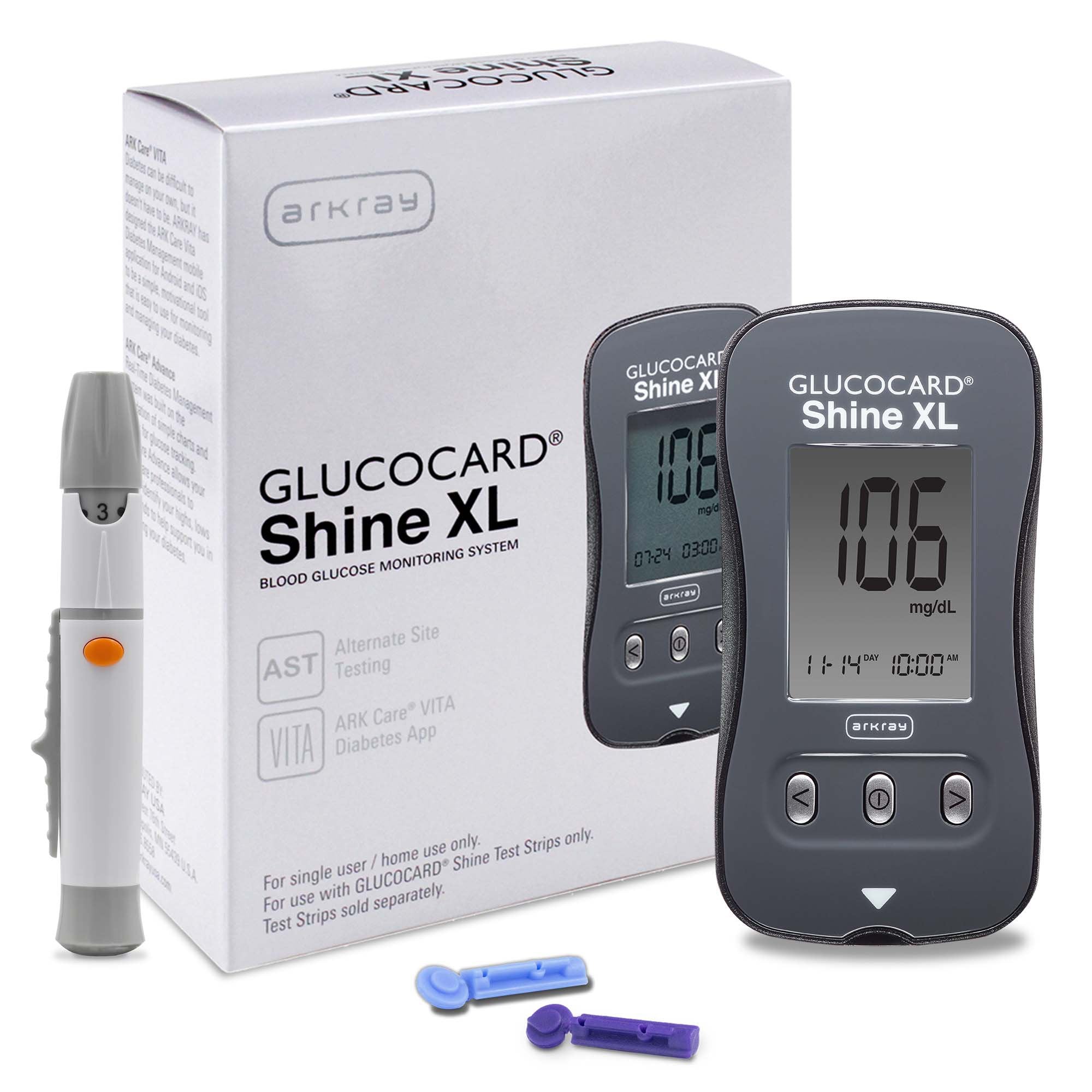 Blood Glucose Meter Glucocard® Shine 5 Second Results Stores up to 250 Results No Coding Required