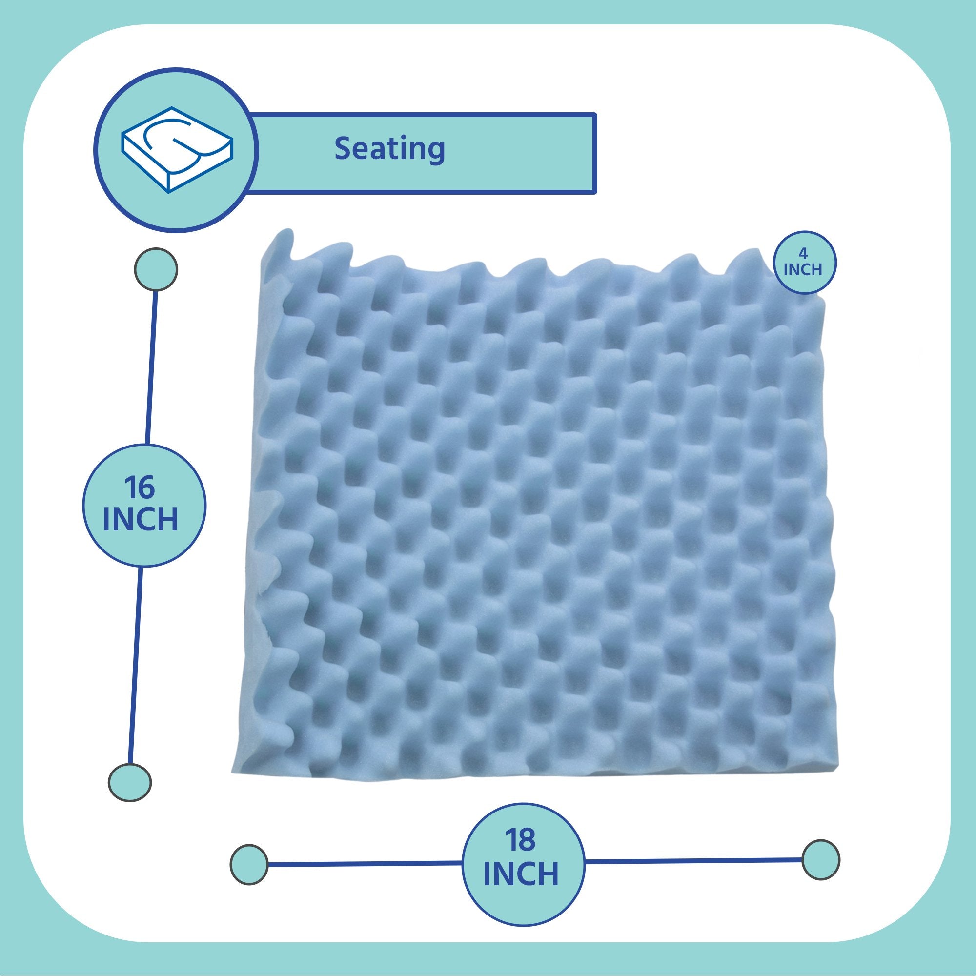 Seat Cushion Convoluted Comfort 18 W X 16 L X 4 D Inch Convoluted Foam - image 6