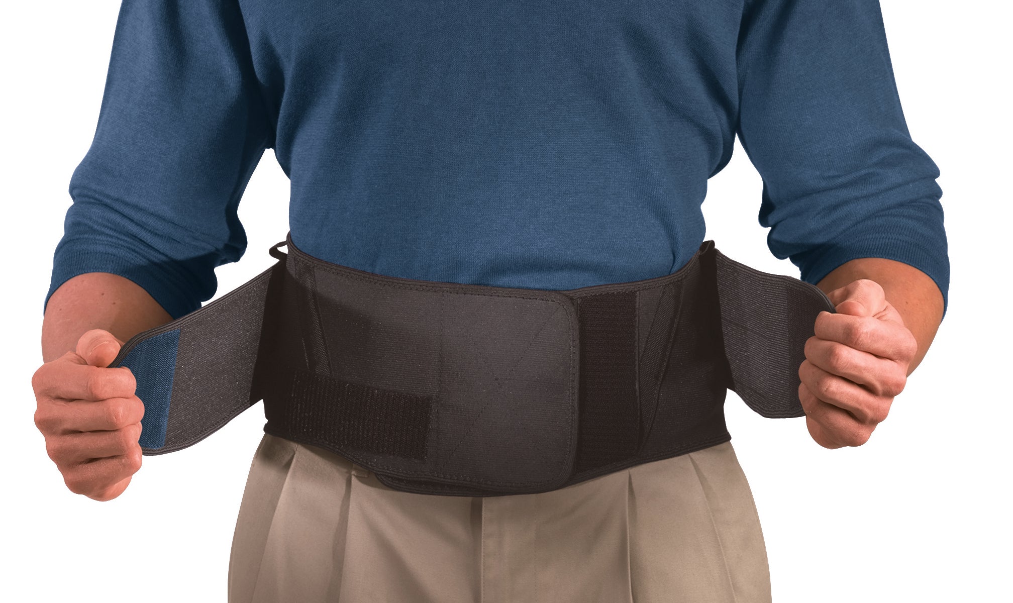 Back Brace Mueller® Extended Size Hook and Loop Strap Closure 50 to 70 Inch Waist Circumference 9 Inch Height Adult
