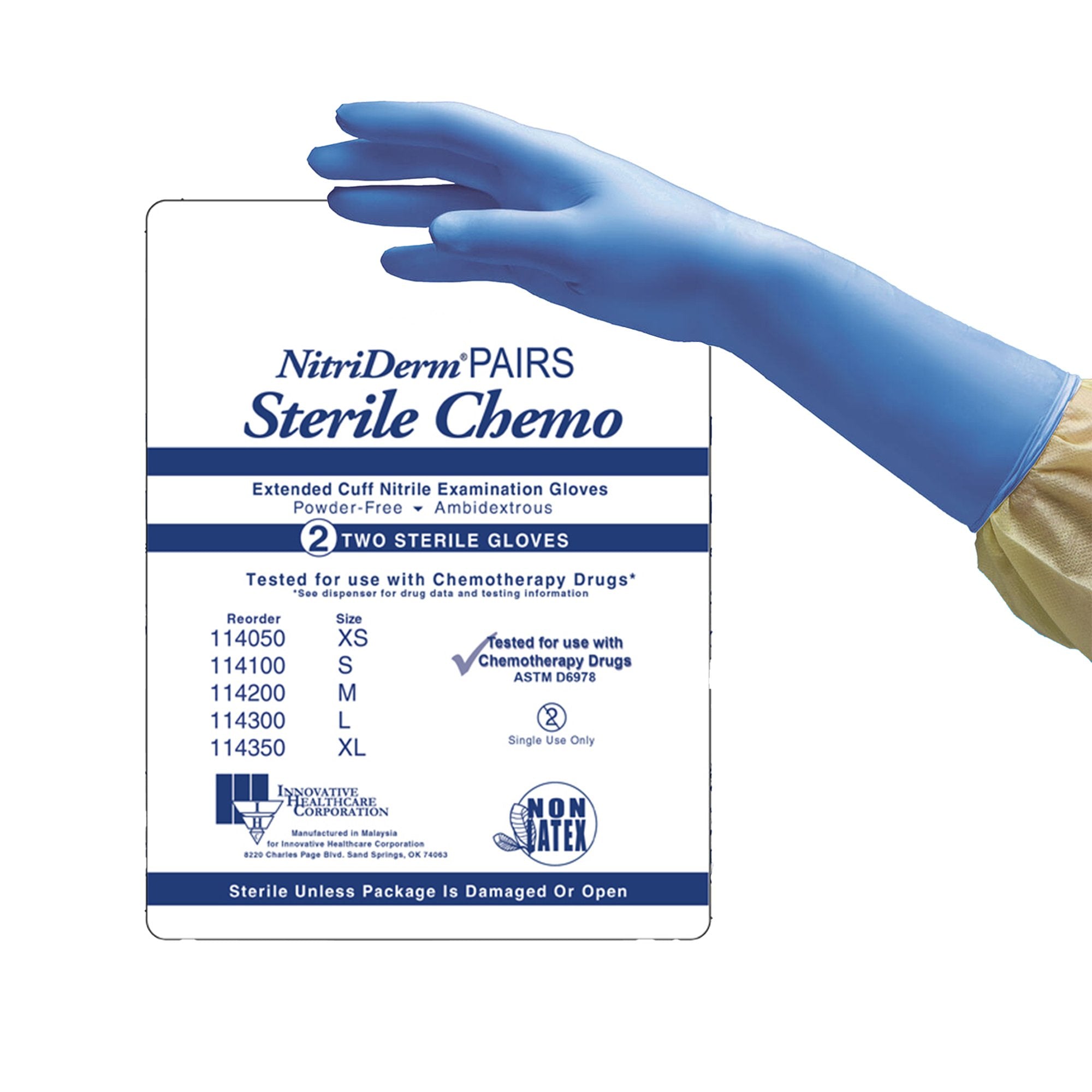 NitriDerm® EC Nitrile Extended Cuff Length Exam Glove, Extra Large, Blue (50 Units)