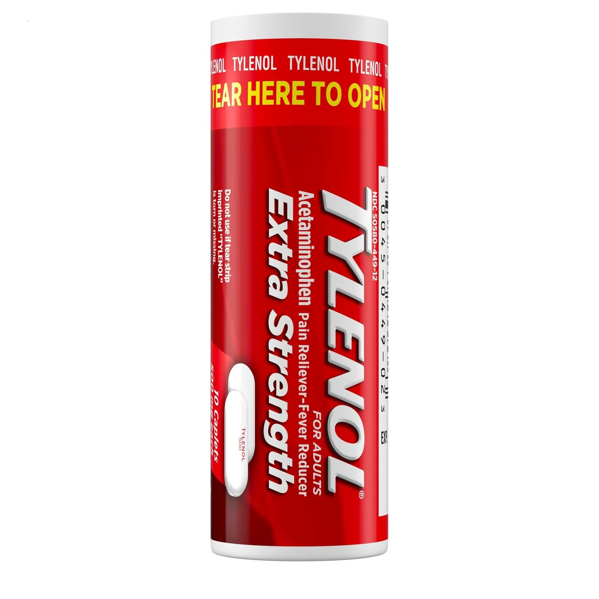 Pain Relief Tylenol® Extra Strength 500 mg Strength Acetaminophen Caplet 10 per Bottle - image 2