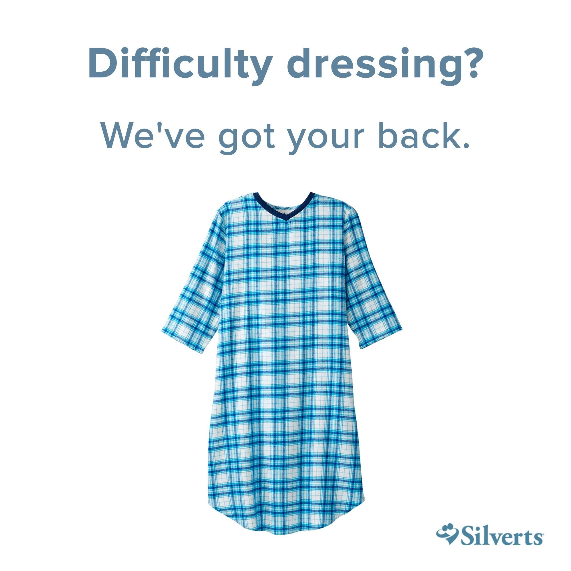 Silverts® Shoulder Snap Patient Exam Gown, Small, Turquoise Plaid (1 Unit)