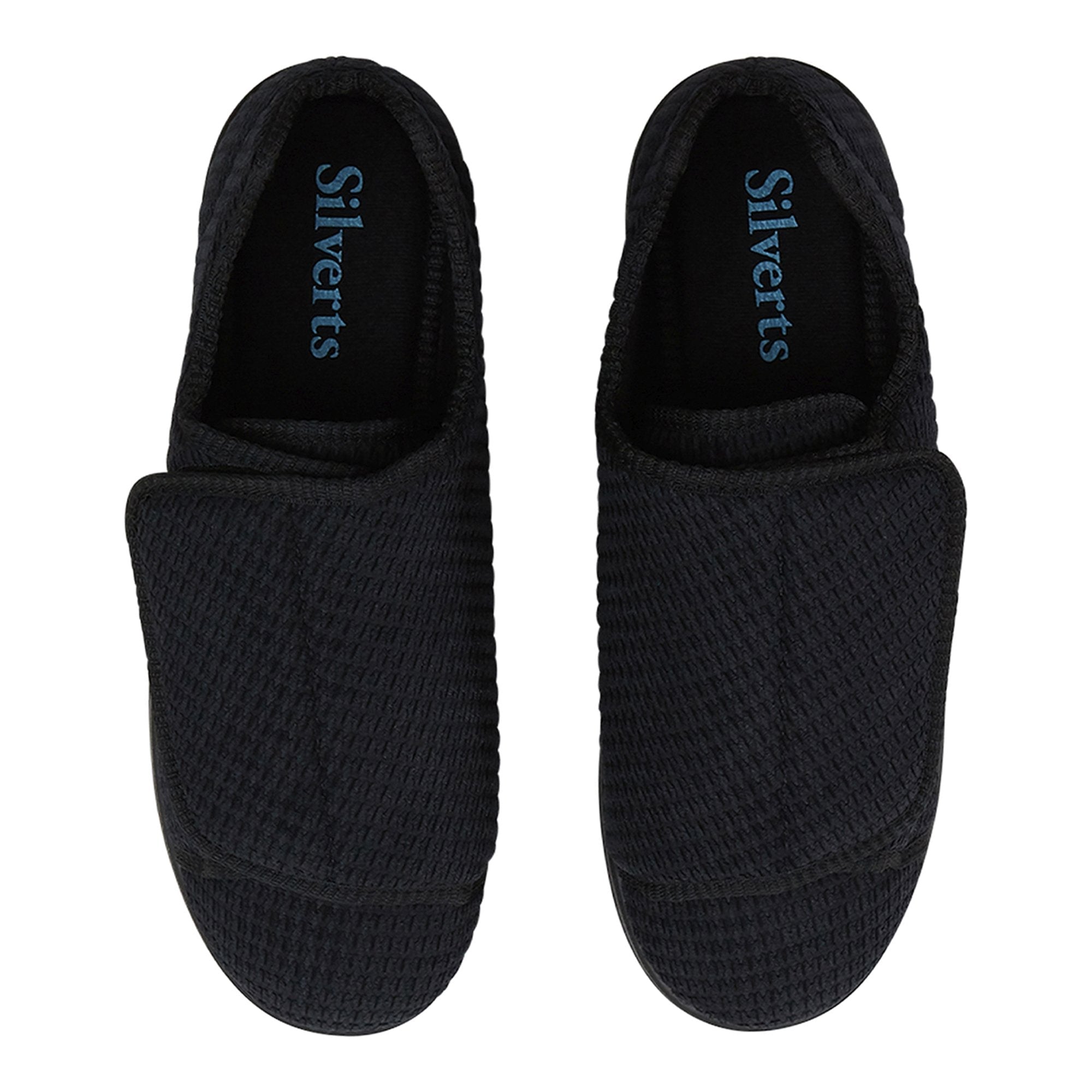 Silverts® Men's Double Extra Wide Slip Resistant Slippers, Black, Size 7 (1 Unit)