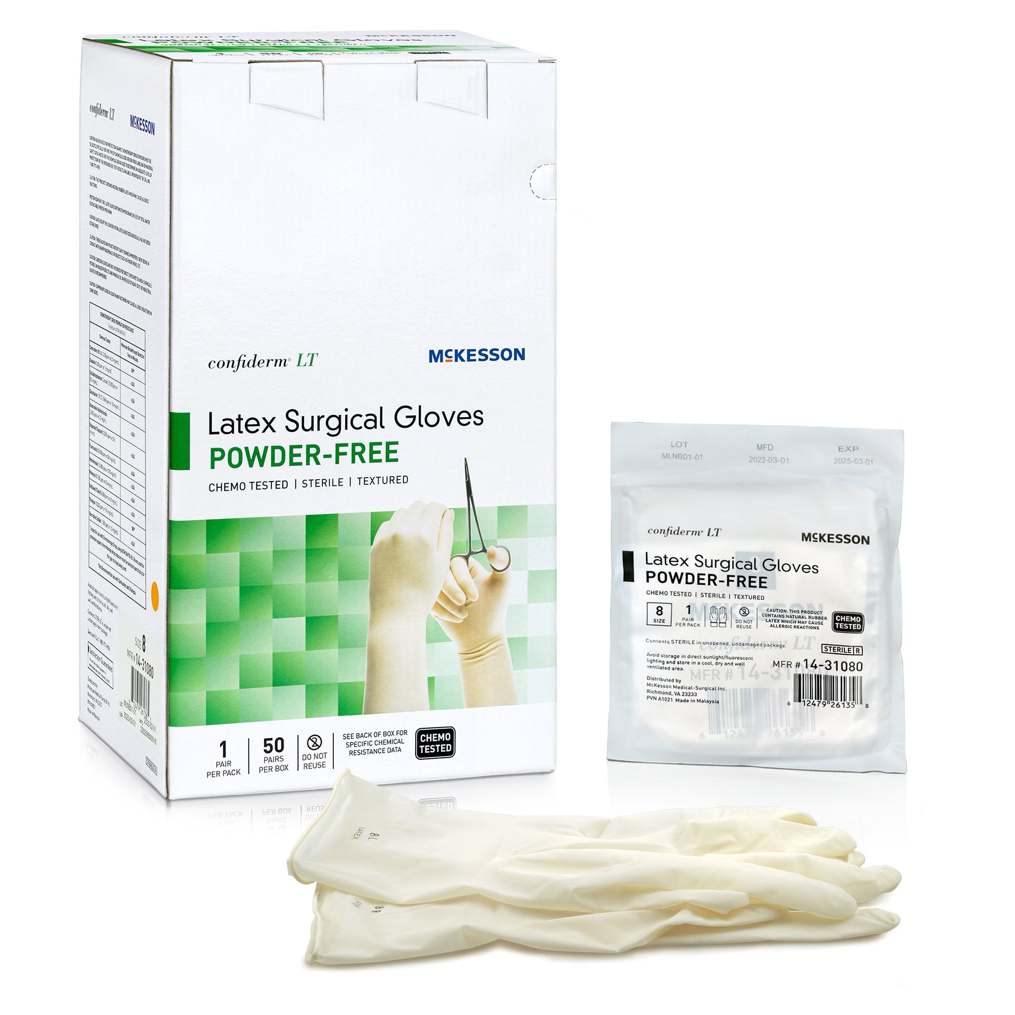 Confiderm® LT Latex Surgical Glove, Size 8, Ivory (50 Units)