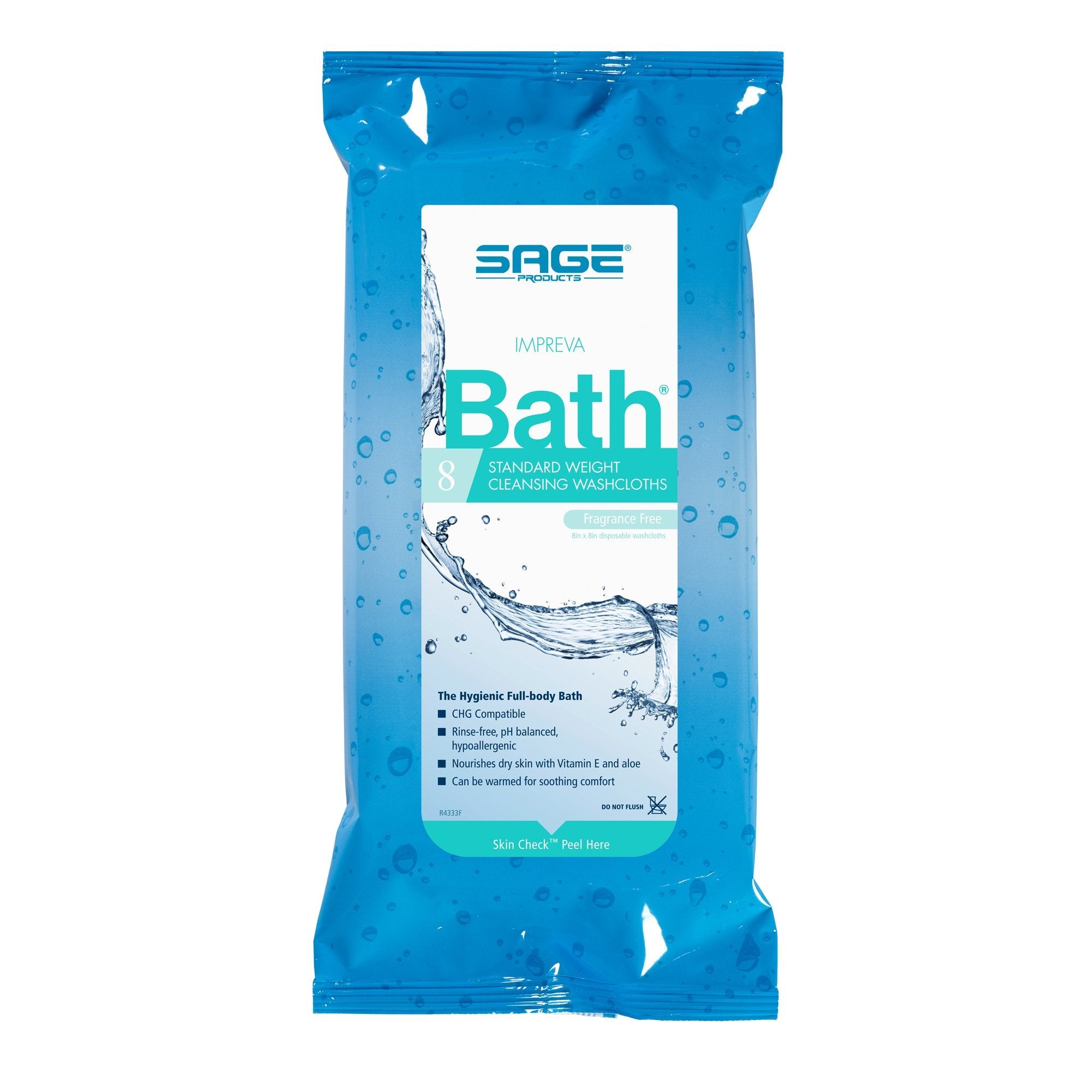 Sage Comfort Bath Rinse-Free Wipes, Aloe, Unscented, Soft Pack (1 Unit)