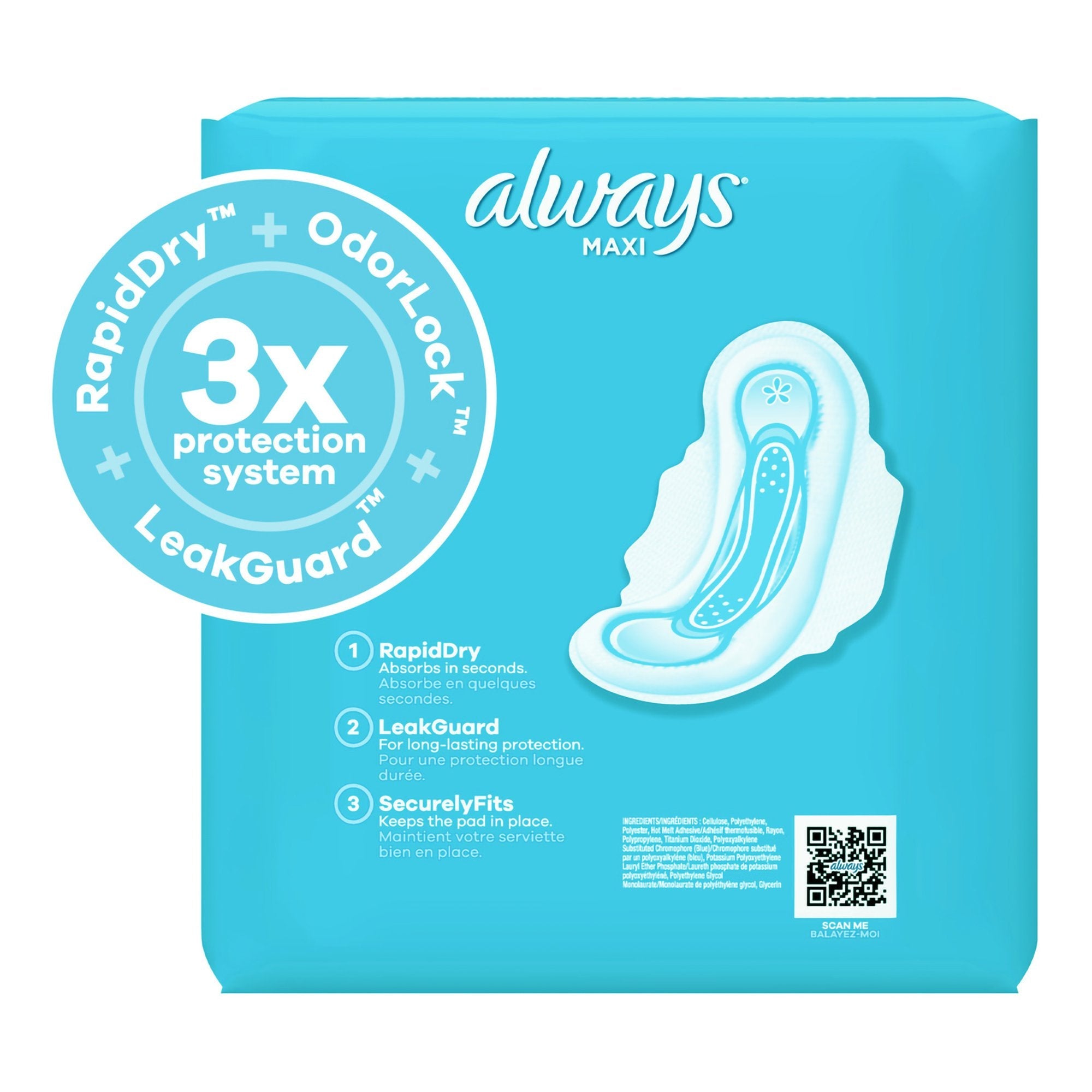 Feminine Pad Always® Maxi With Wings Regular Absorbency (33 Units)