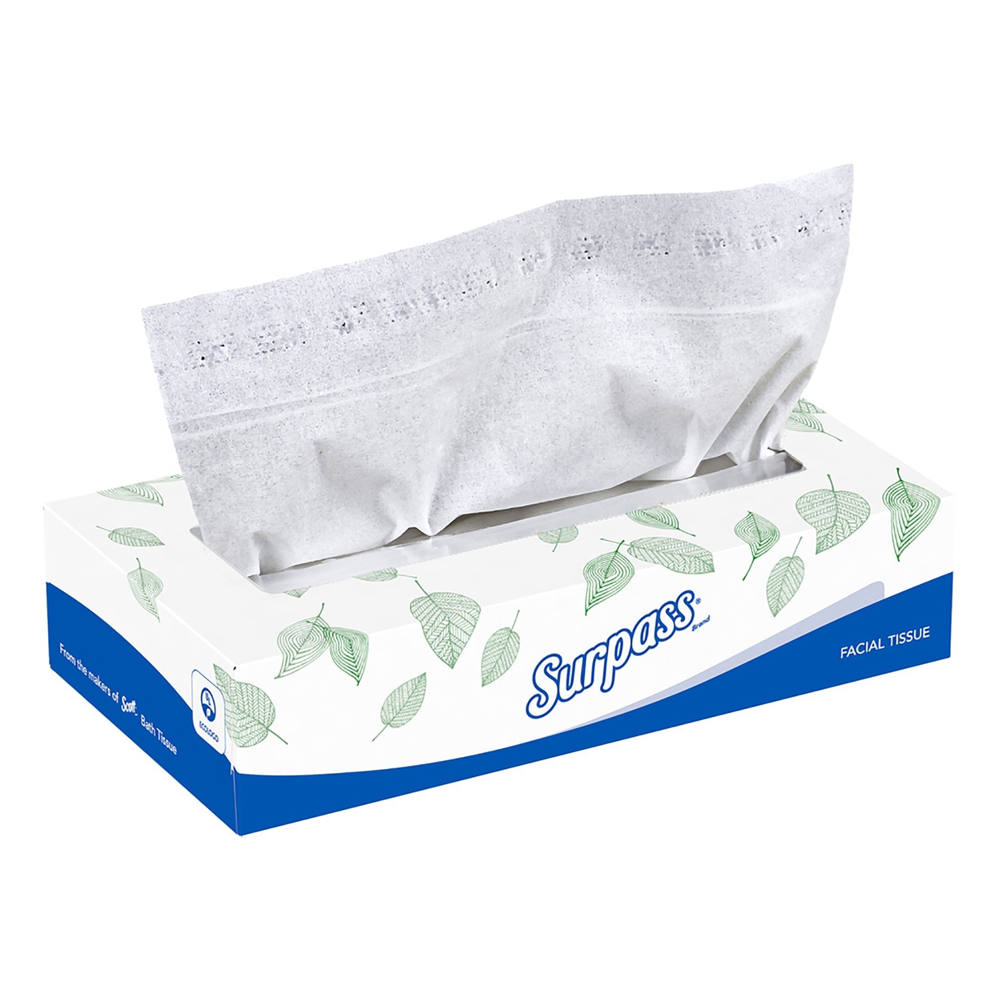 Surpass Eco-Friendly Facial Tissues, 2-Ply, 100ct Box - White (3000 Units Total)