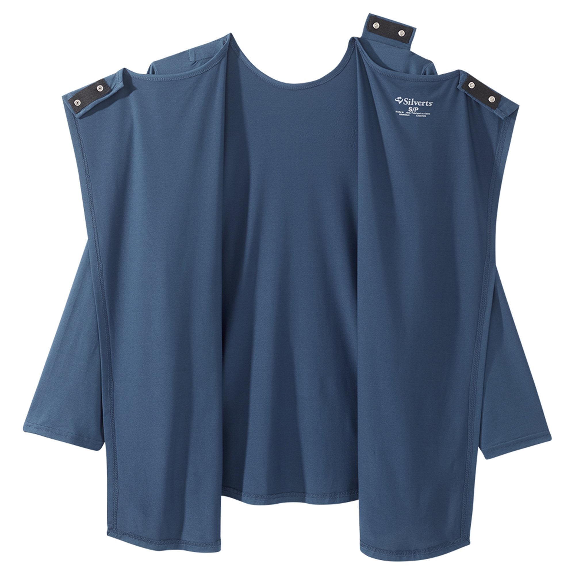 Silverts® Open Back Adaptive Shirt, Large, Navy Blue (1 Unit)