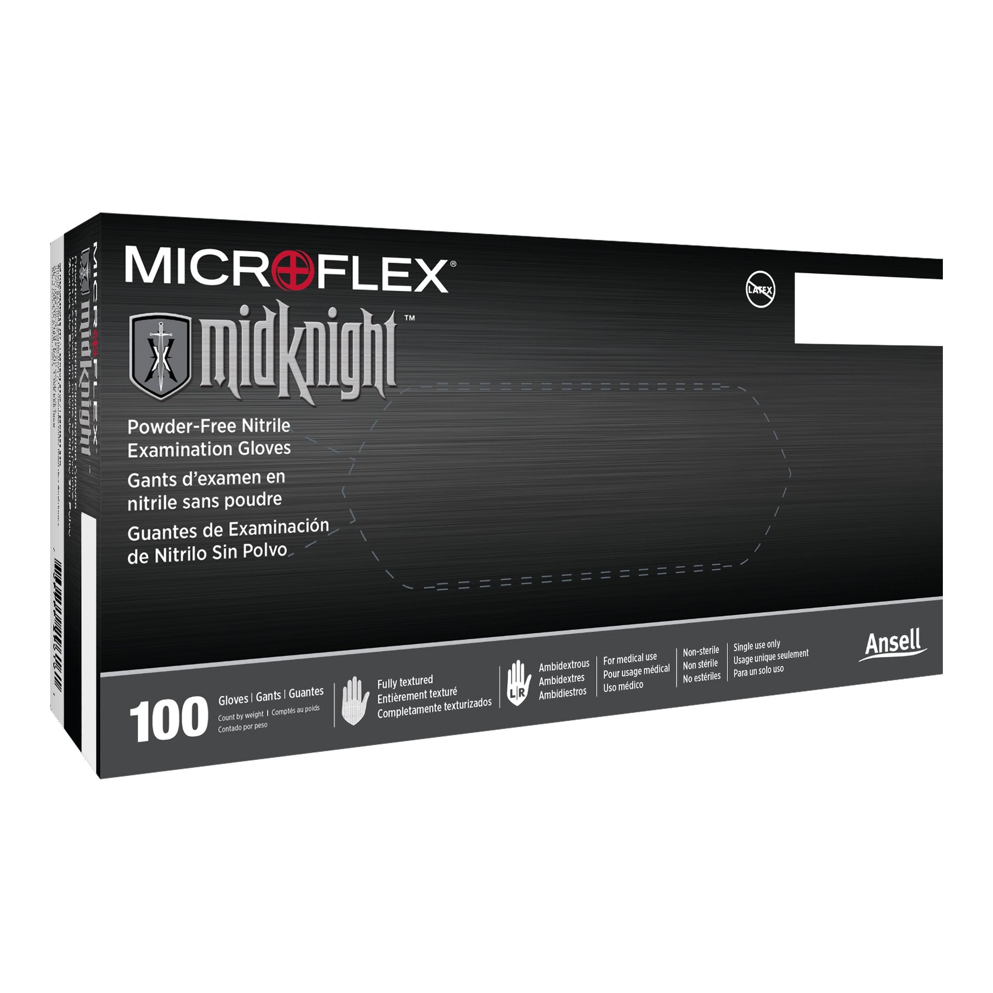 Microflex® MidKnight™ Exam Glove, Large, Black (10 Units)