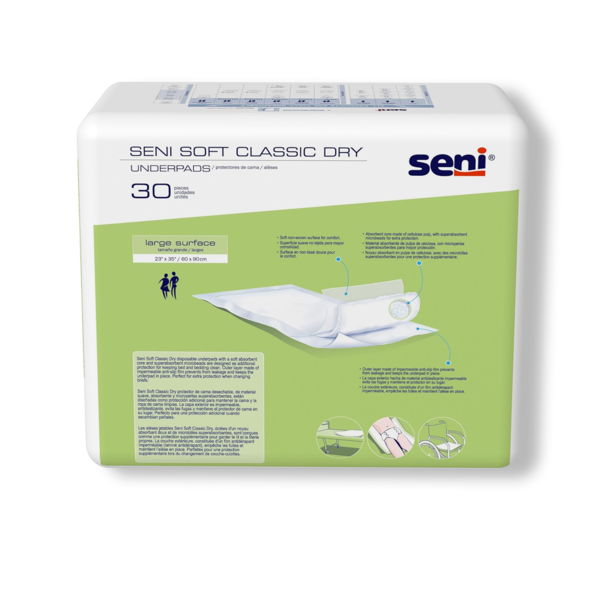 Seni® Soft Classic Dry Underpad, 23 x 35 Inch (30 Units)