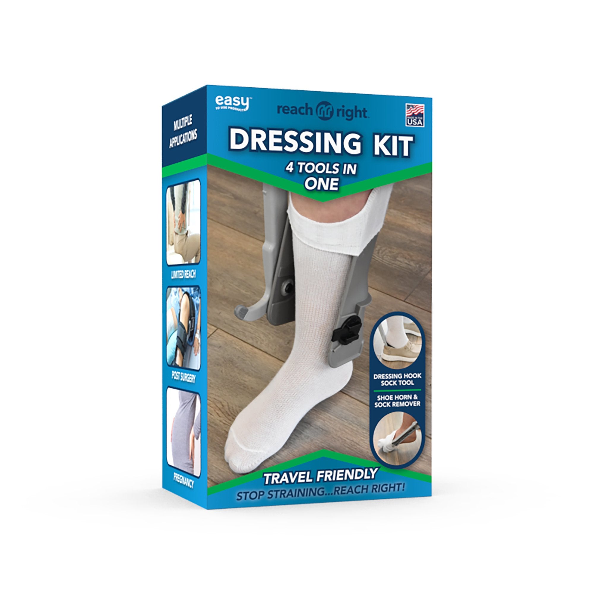 Reach Right Dressing Hip Kit with Shoe Horn, Sock Aid, Dressing Hook (8 Units)