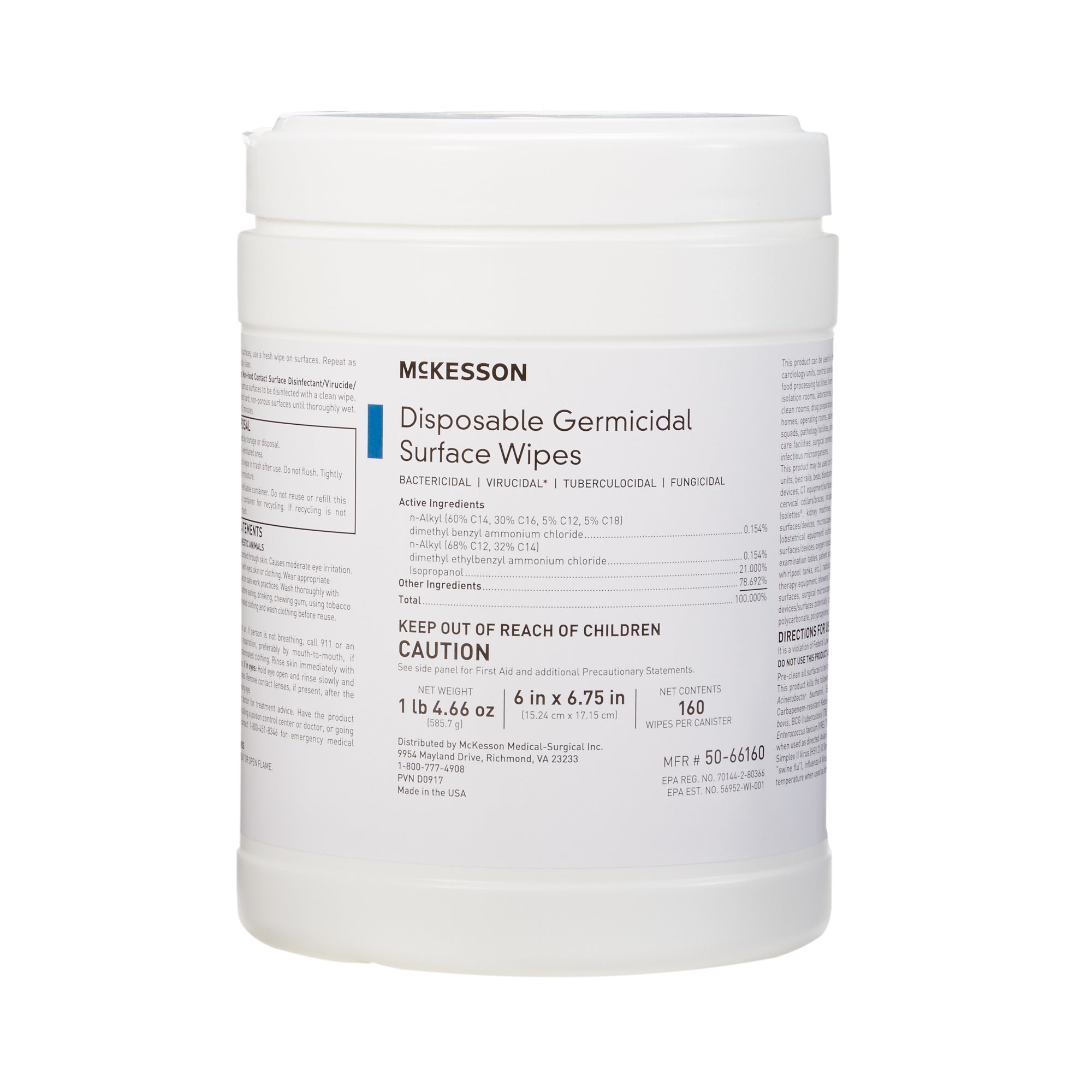 McKesson Disinfectant Wipes, 160 Ct Large Canister, Alcohol Scent