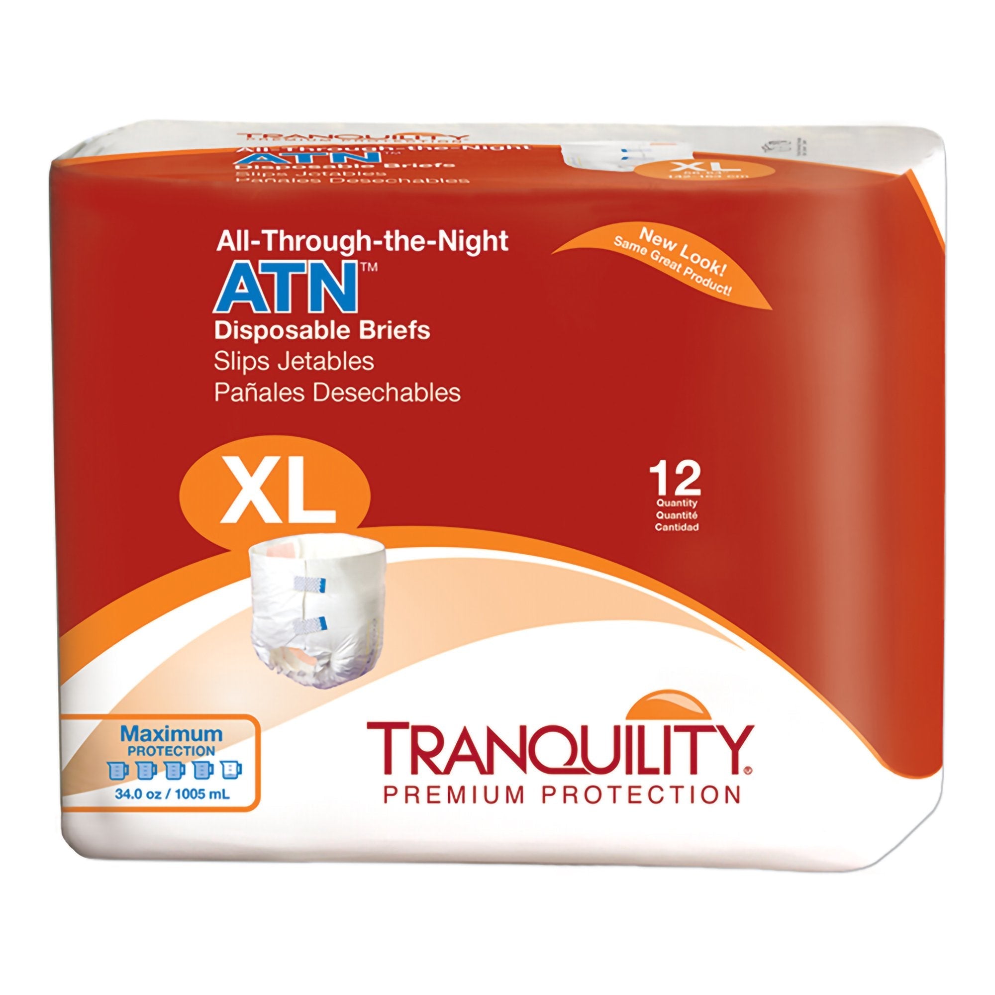 Tranquility ATN Incontinence Briefs XL, Heavy Absorbency - 12 Pack