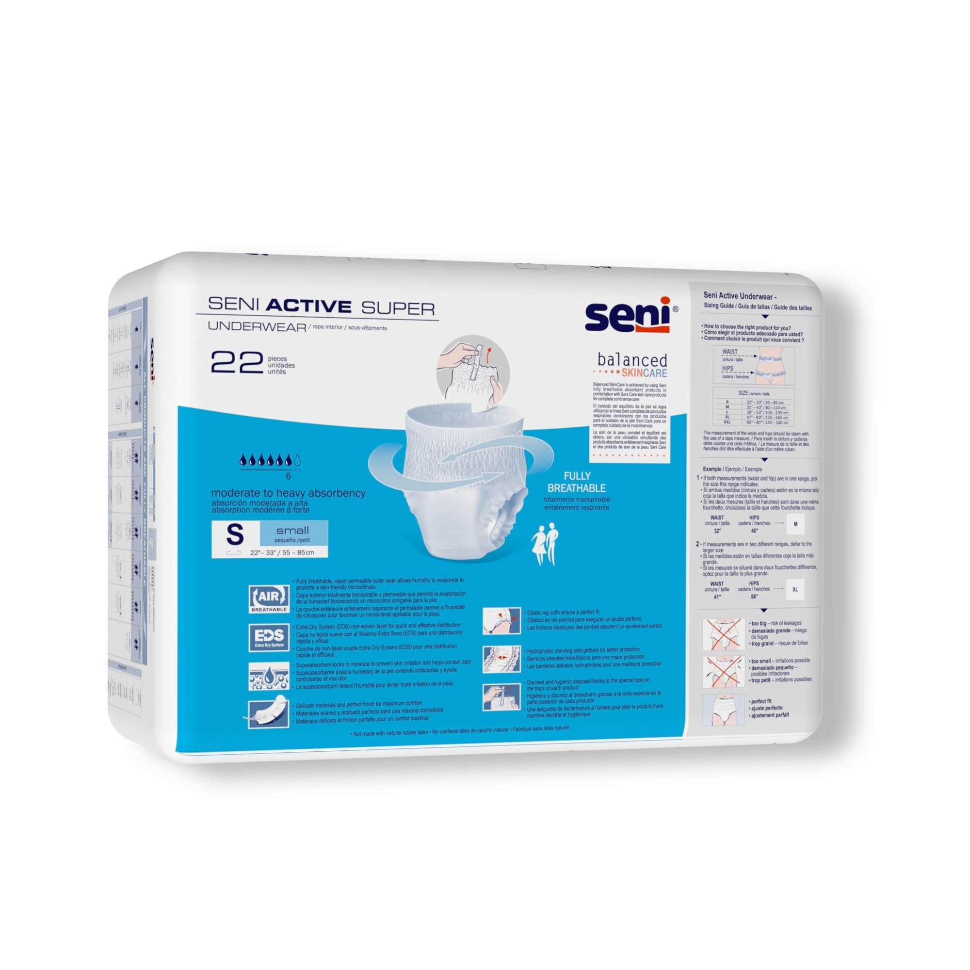 Seni® Active Super Moderate to Heavy Absorbent Underwear, Small (22 Units)