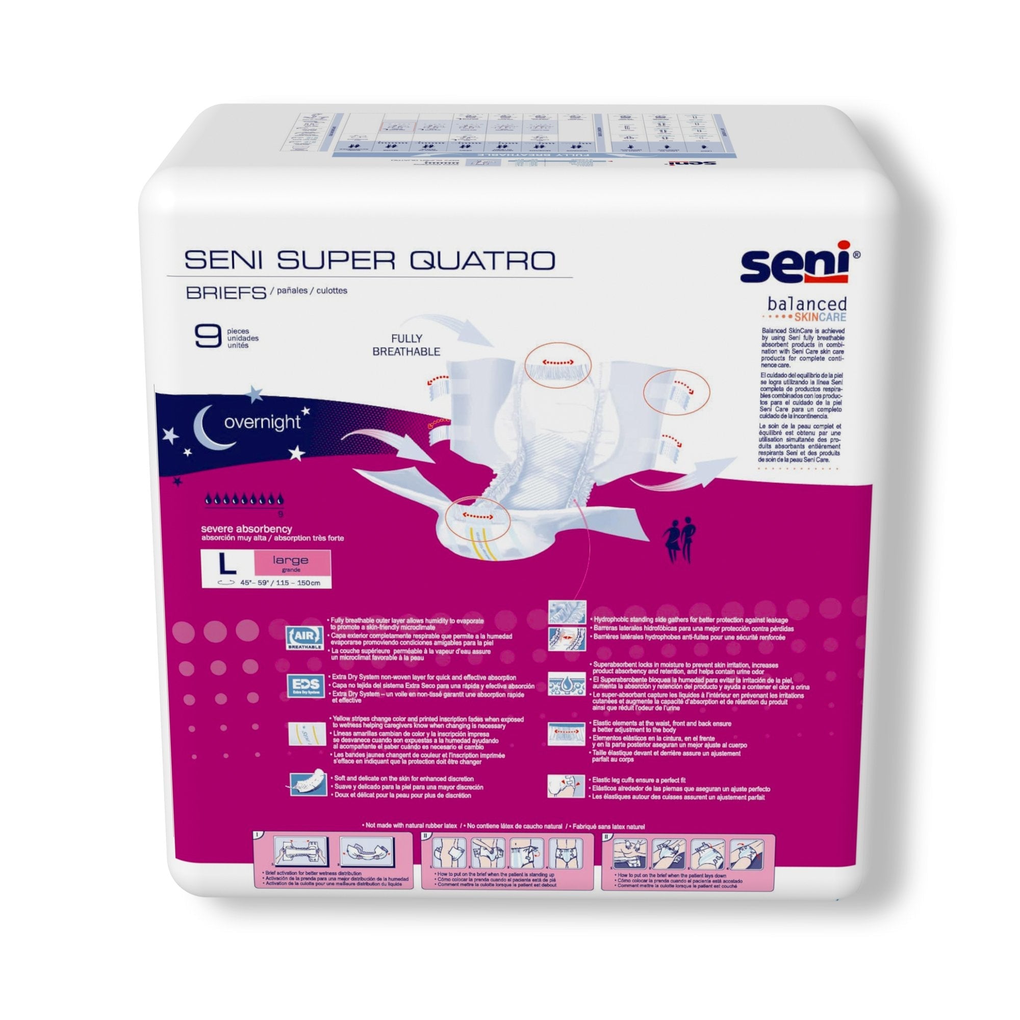 Seni® Super Quatro Large Incontinence Briefs - Severe Absorbency (9 Pack)