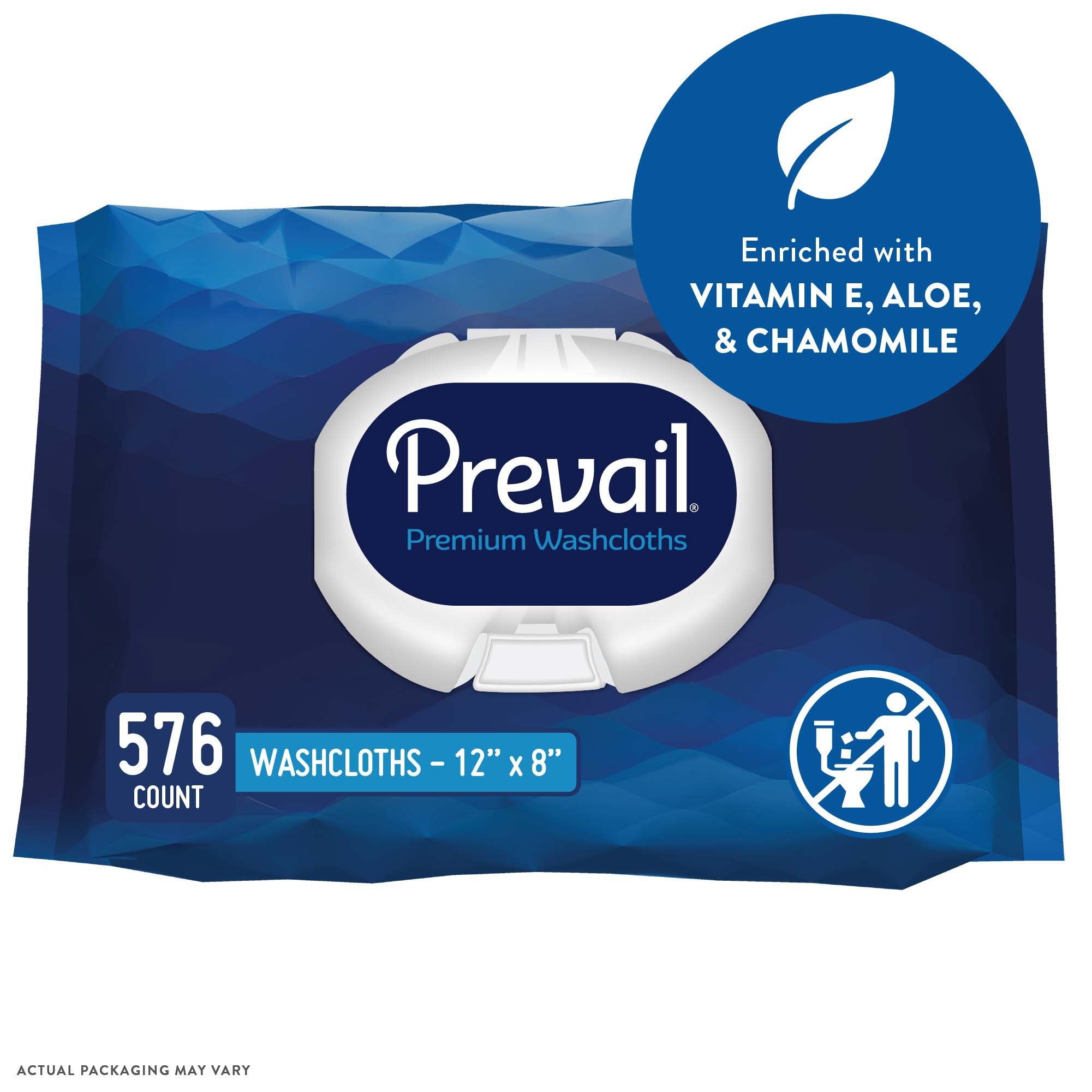 Prevail Adult Washcloths with Aloe & Vitamin E, Soft Pack, 48 Count