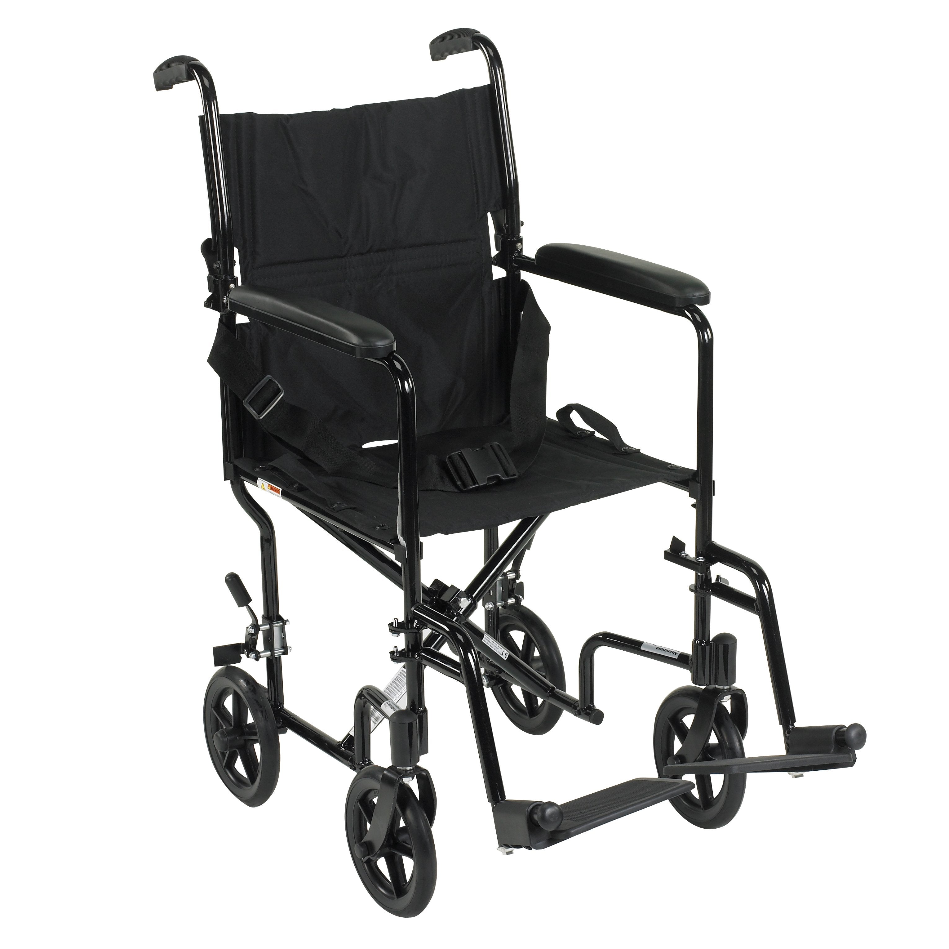 drive™ Lightweight Transport Chair, Black, 17-Inch Seat Width (1 Unit)