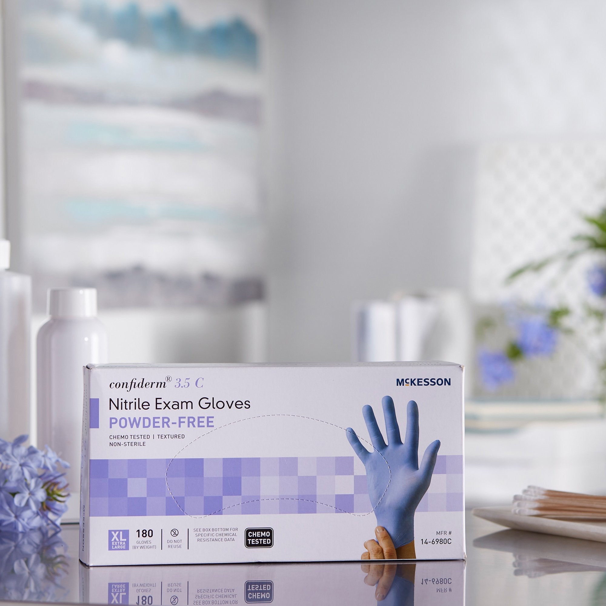 McKesson Confiderm 3.5C Nitrile Exam Gloves XL, Blue - Chemo Rated (180ct)