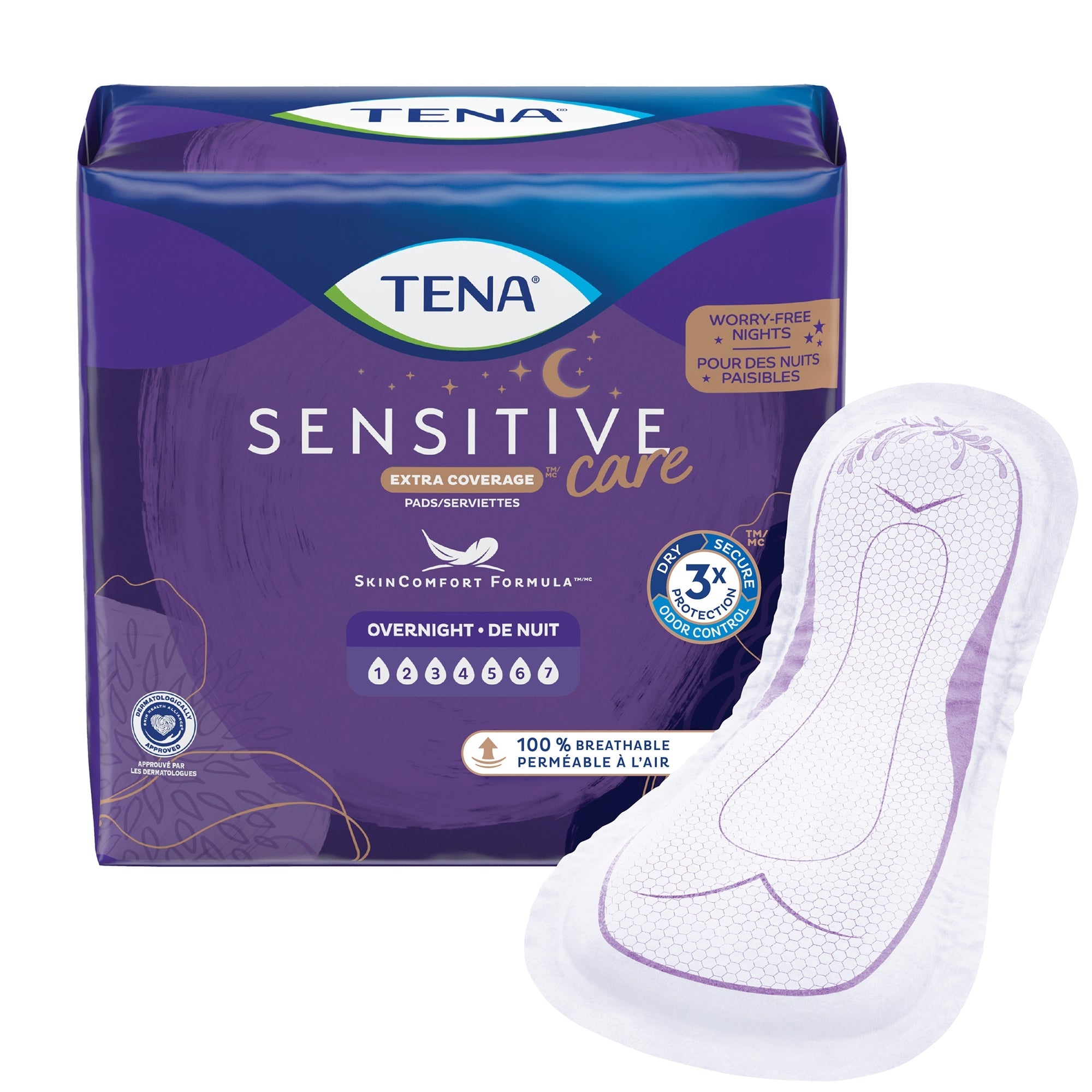 Tena Intimates Overnight Pads, 16" Length, 84ct - Superior Bladder Protection