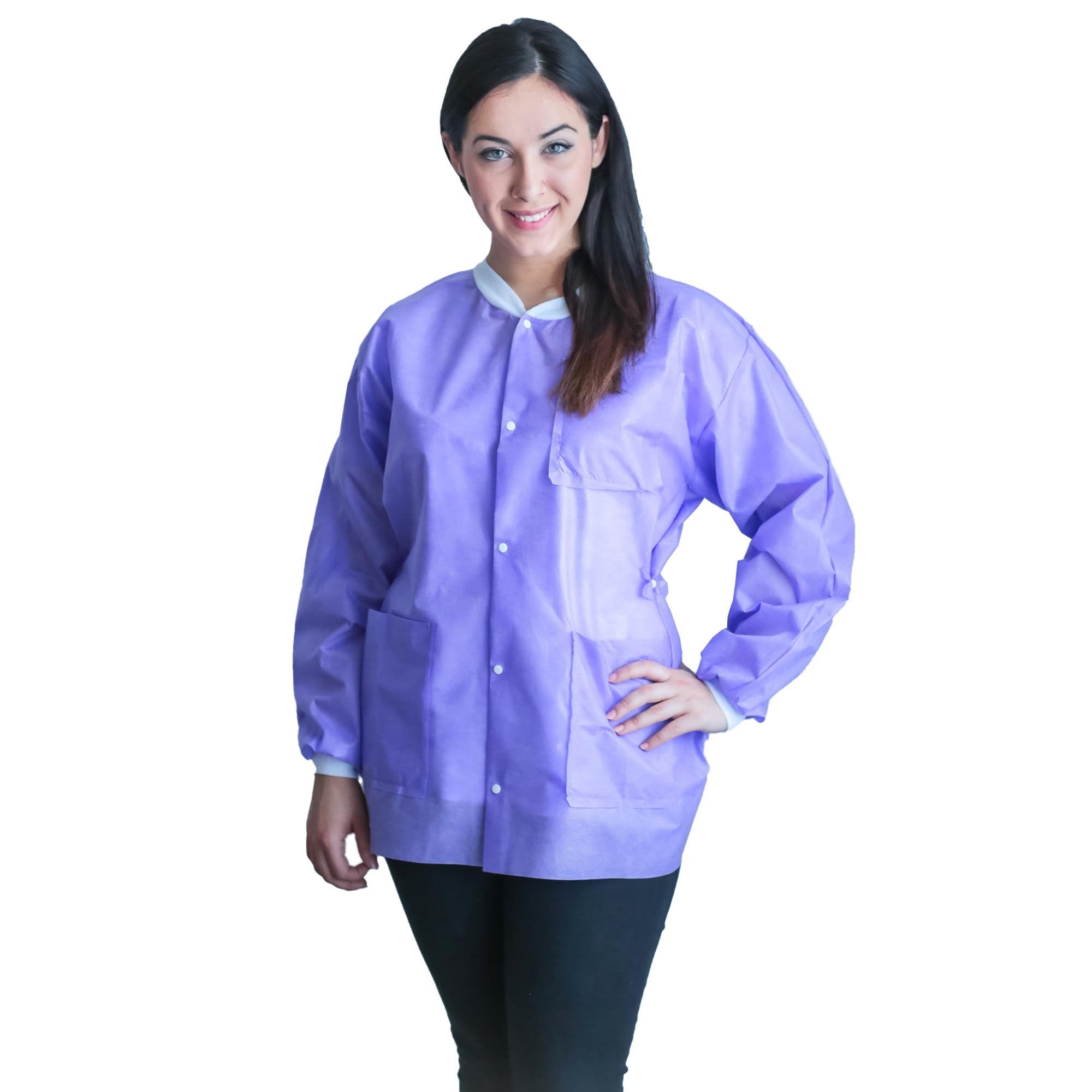 Lab Jacket FitMe™ Purple Medium Hip Length 3-Layer SMS Disposable (50 Units)