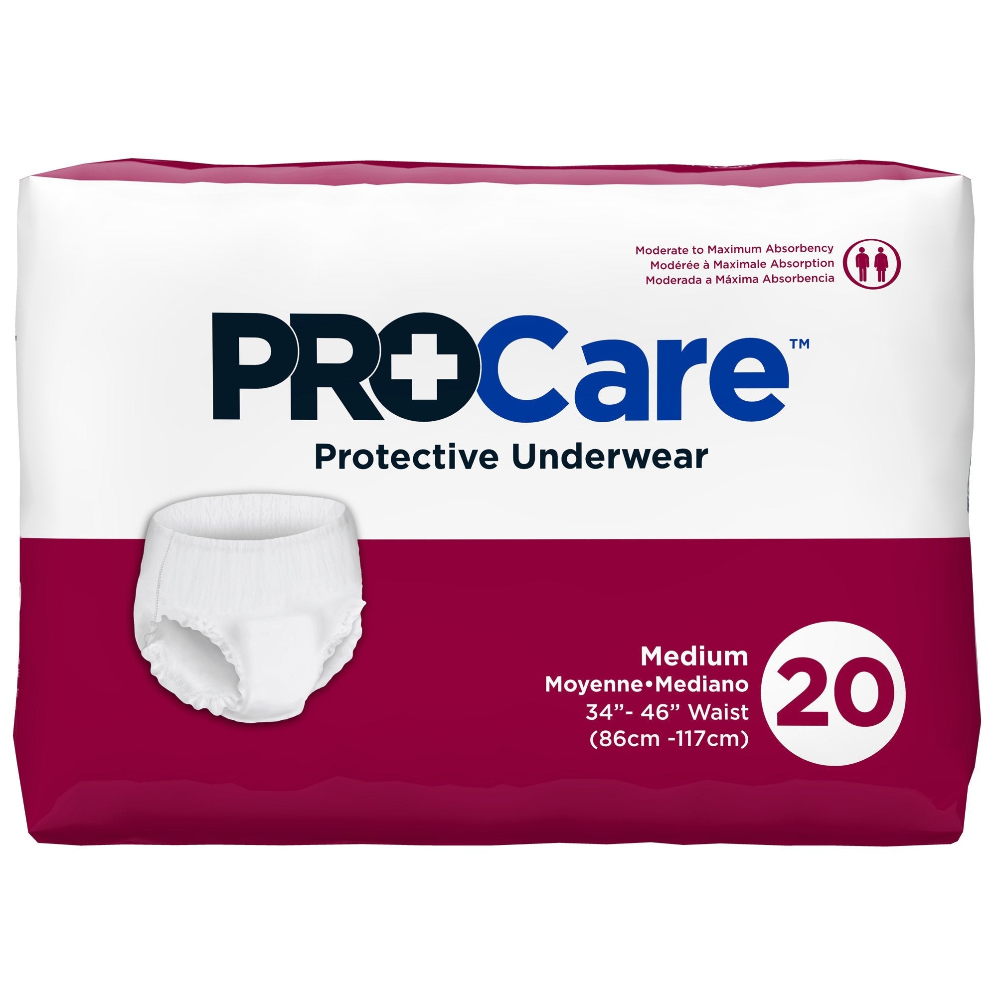 ProCare™ Moderate to Maximum Absorbent Underwear, Medium (20 Units)