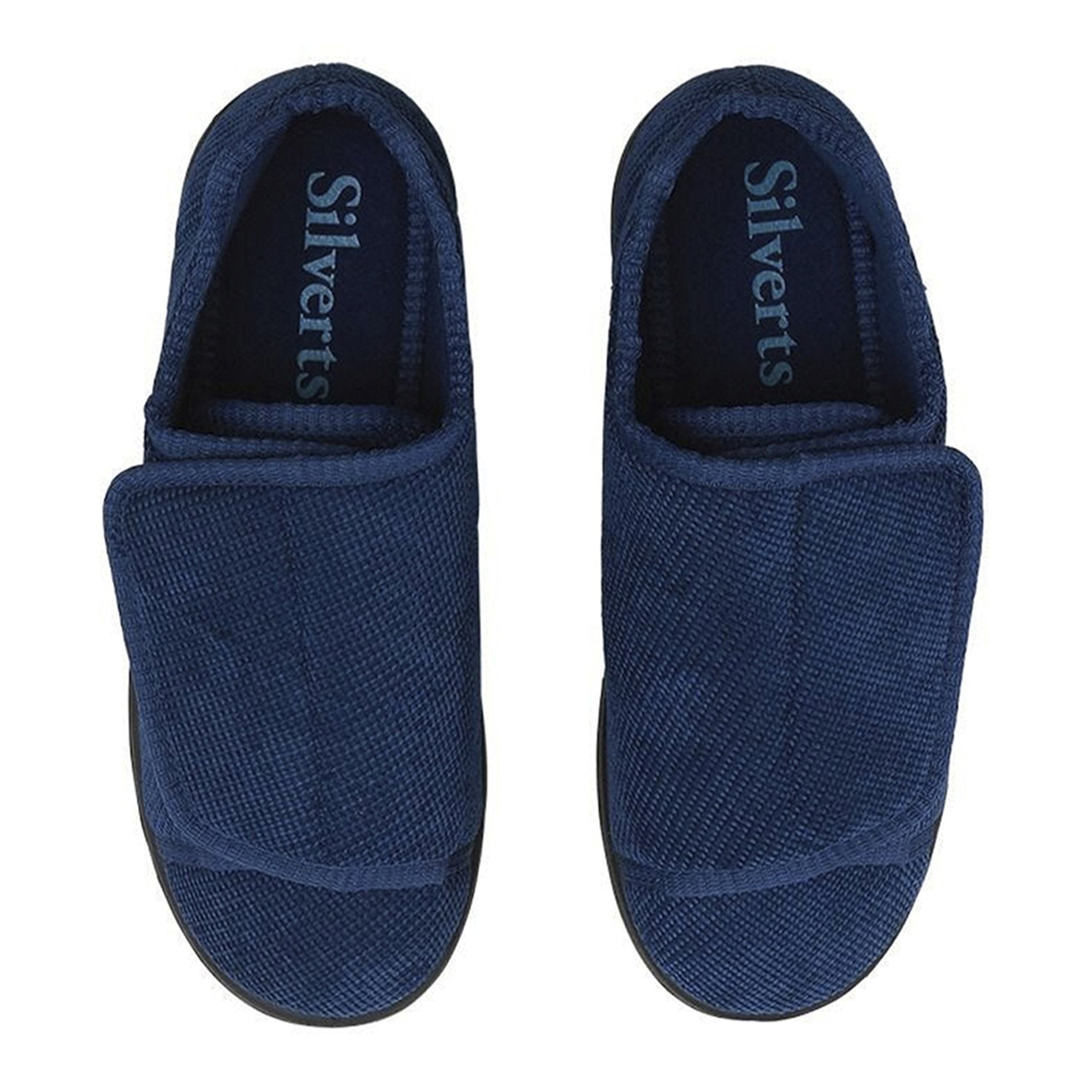 Silverts® Women's Double Extra Wide Easy Closure Slippers, Navy Blue, Size 8 (1 Unit)