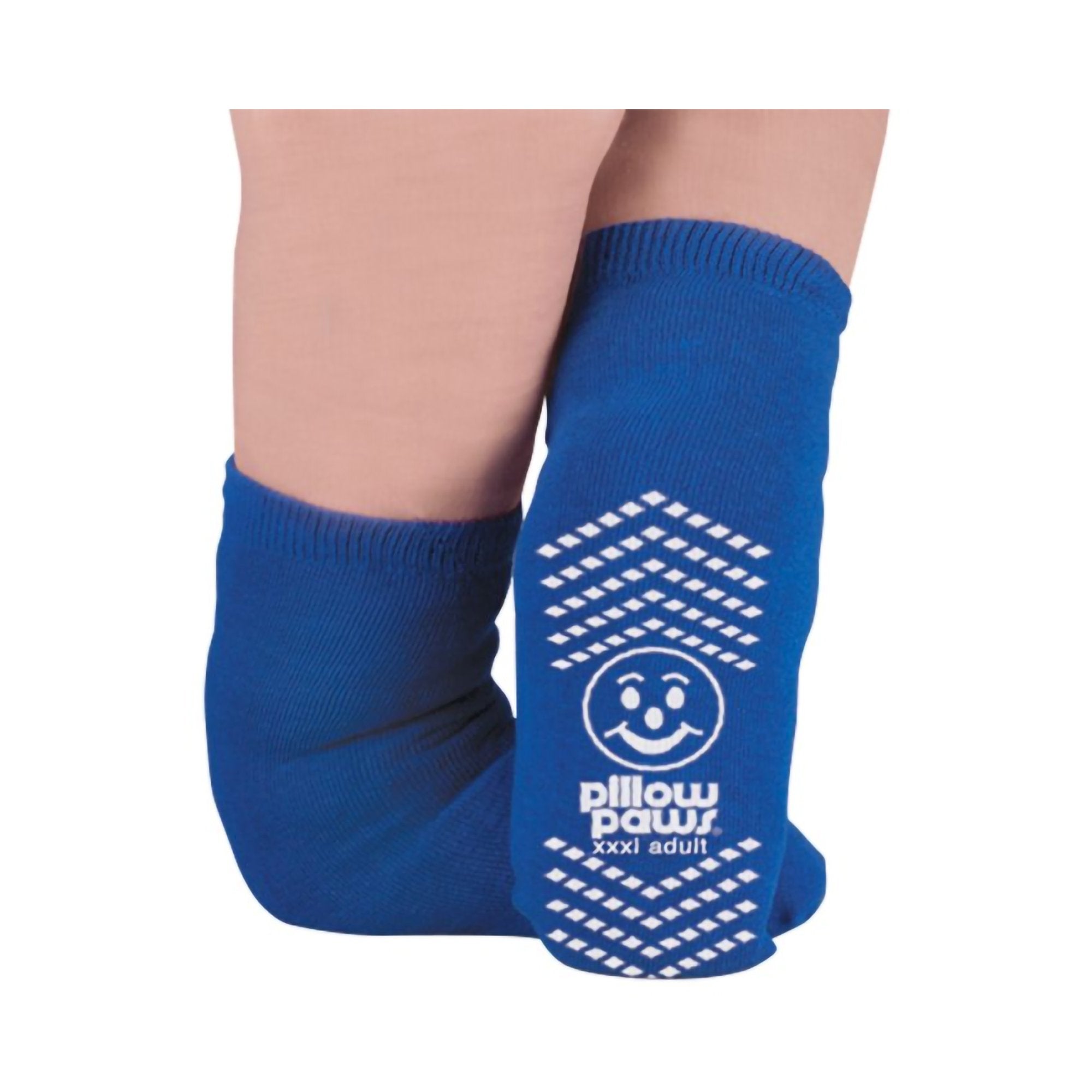 Slipper Socks Pillow Paws® Single Imprint Terries™ Unisex Adult 3X-Large / X-Wide Single Tread Single Patient Use Royal Blue