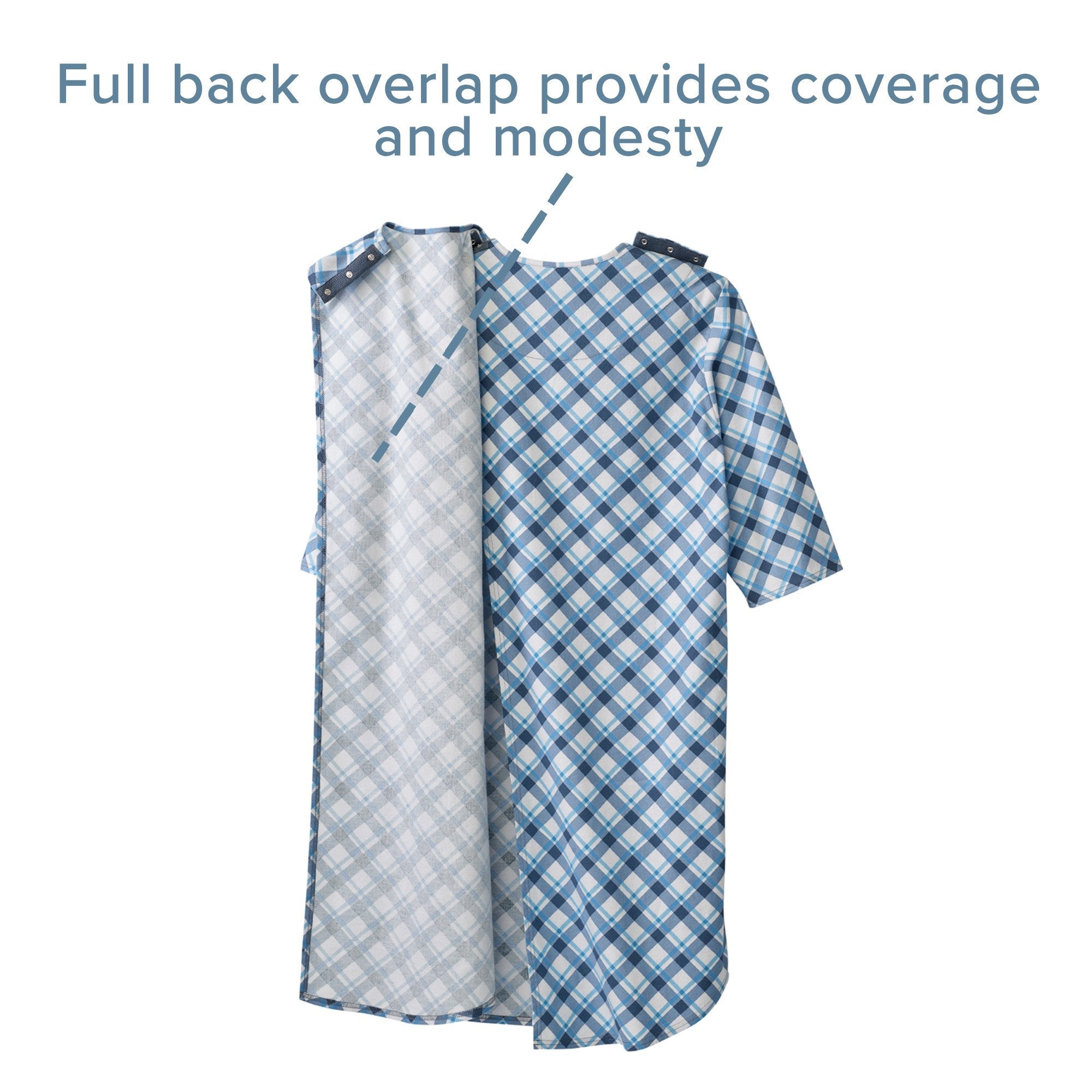 Silverts® Shoulder Snap Patient Exam Gown, Large, Diagonal Blue Plaid (1 Unit)