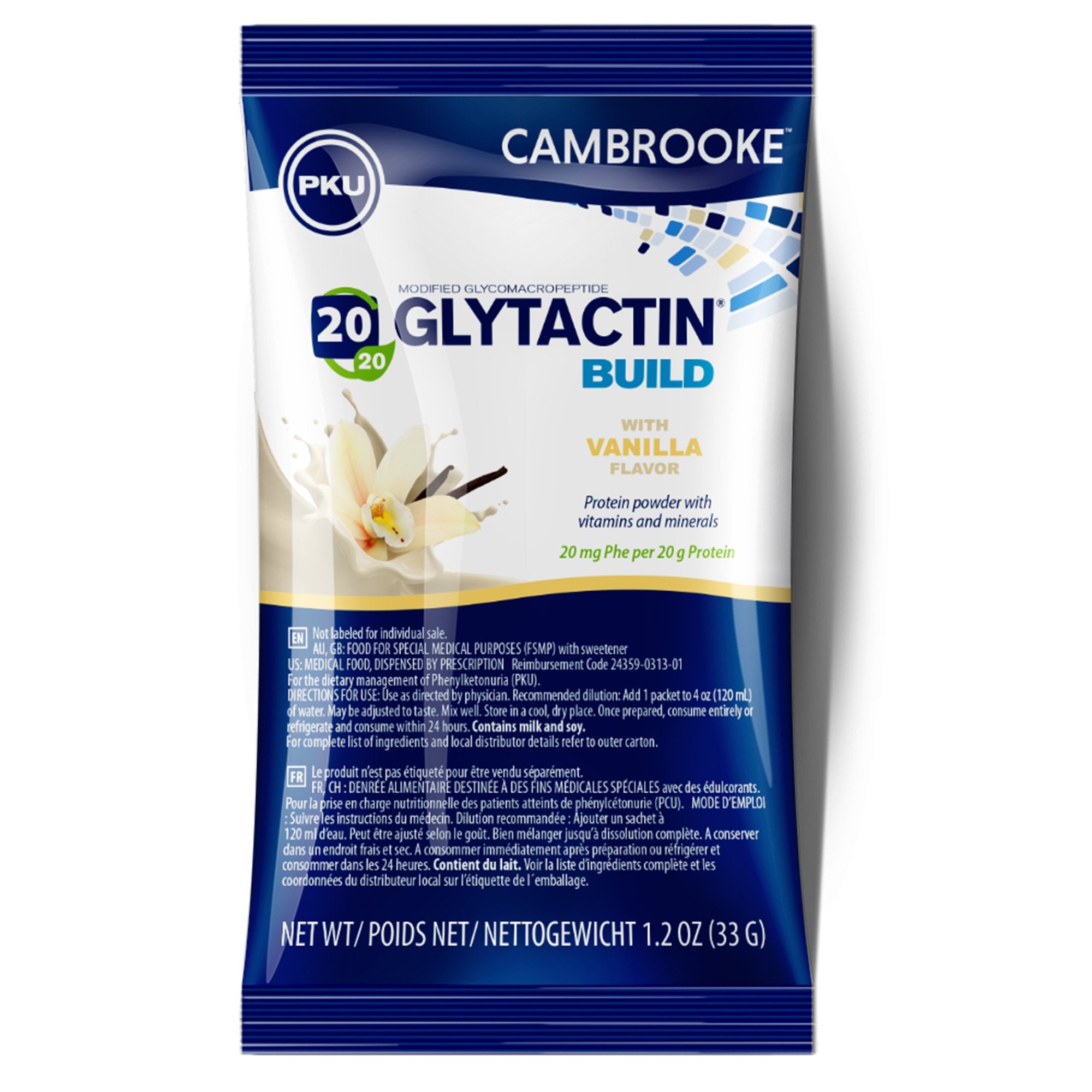 Oral Supplement Glytactin® BUILD 20/20 Vanilla Flavor Powder 1.2 oz. Individual Packet