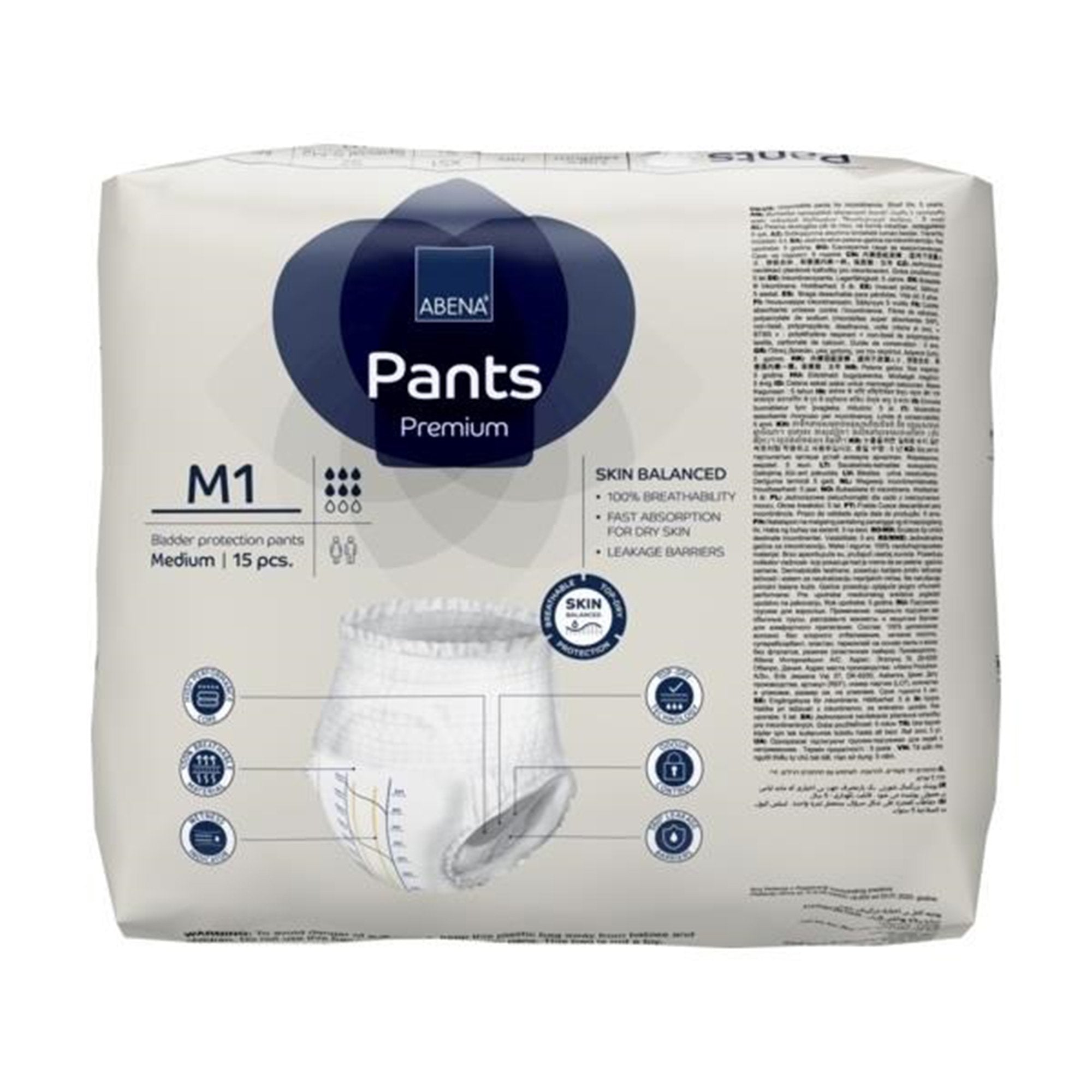 Absorbent Underwear Abena® Premium Pants M1 Pull On with Tear Away Seams Adult Medium Unisex Disposable Heavy Absorbency - image 6