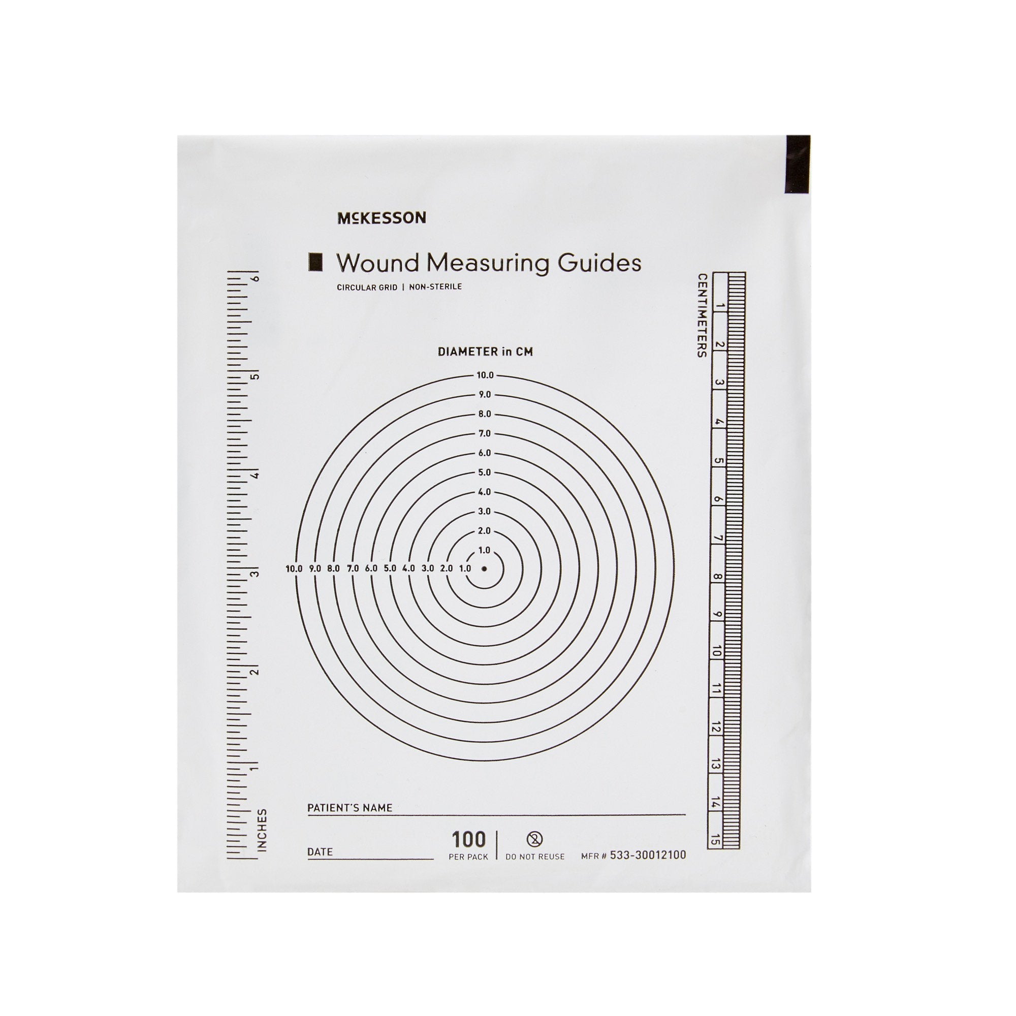 McKesson Plastic Wound Measuring Guide, 5 x 7 Inch (100 Units)